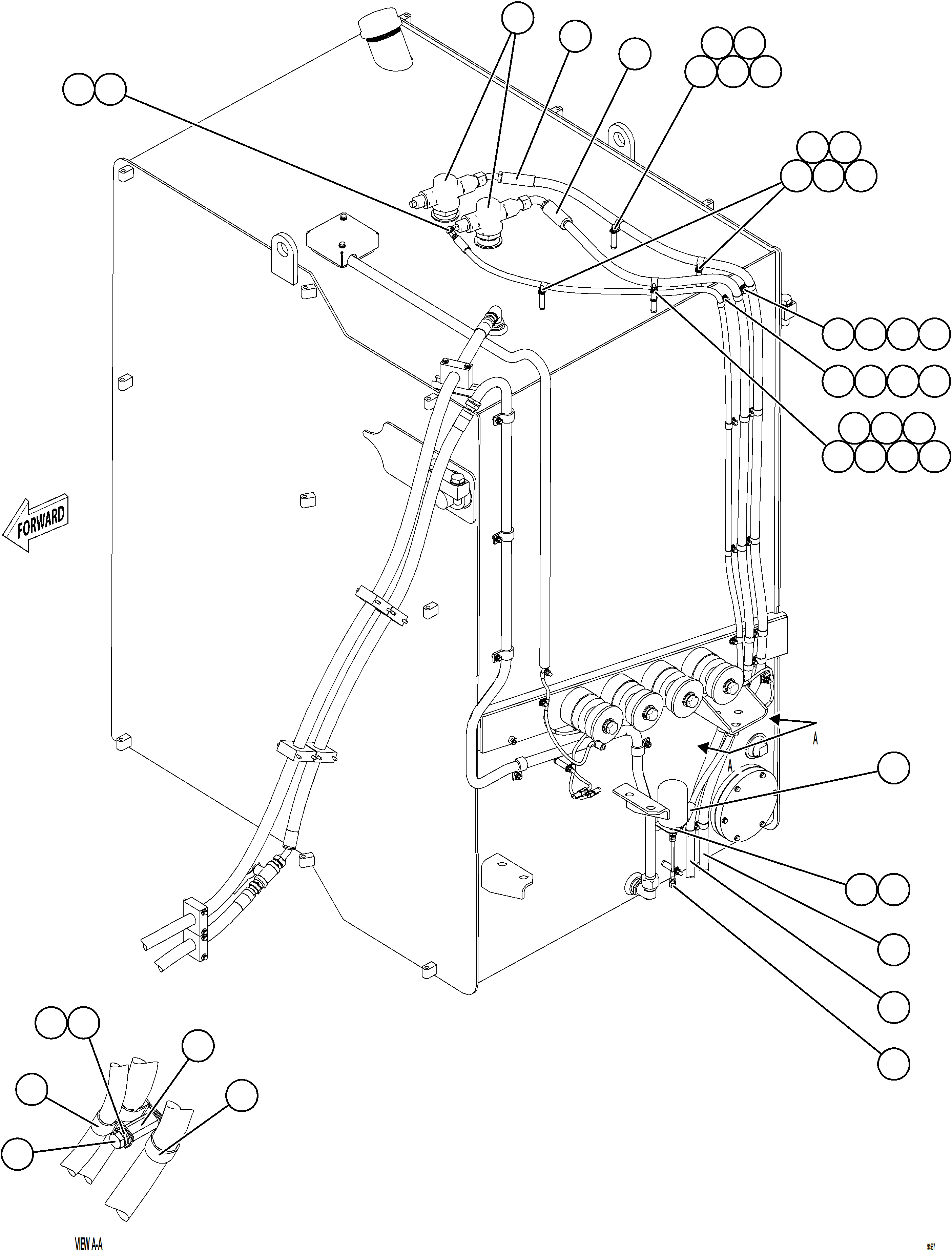 Komatsu parts book diagram for AFE78-EZ 930E-5 S/N A40612,A40614 - A40618  KCH: FUEL SYSTEM PIPING    2/4