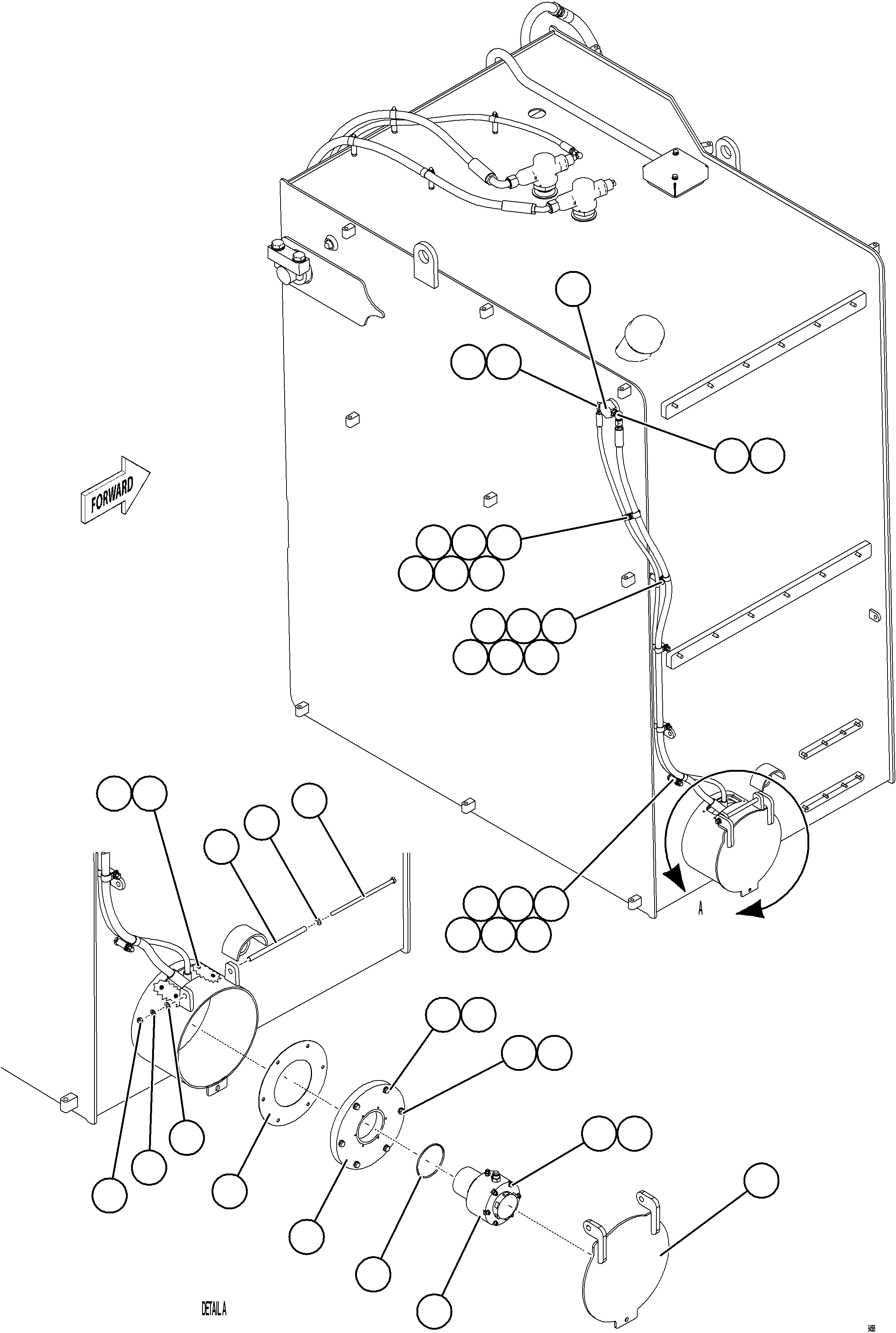 Komatsu parts book diagram for AFE78-EZ 930E-5 S/N A40612,A40614 - A40618  KCH: FUEL TANK REMOTE FILL - RH