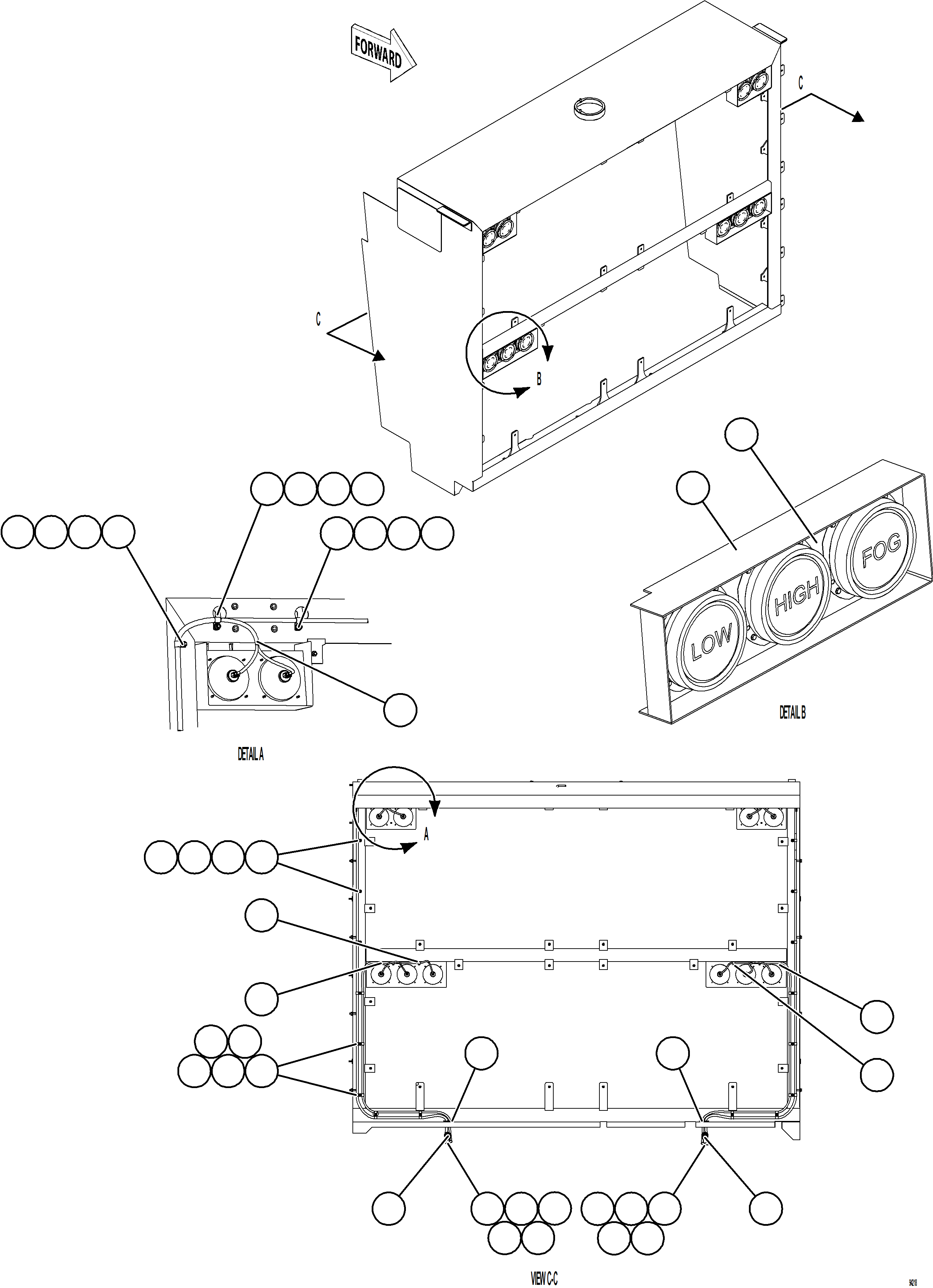 Komatsu parts book diagram for AFE78-EZ 930E-5 S/N A40612,A40614 - A40618  KCH: HEADLIGHT WIRING HARNESS