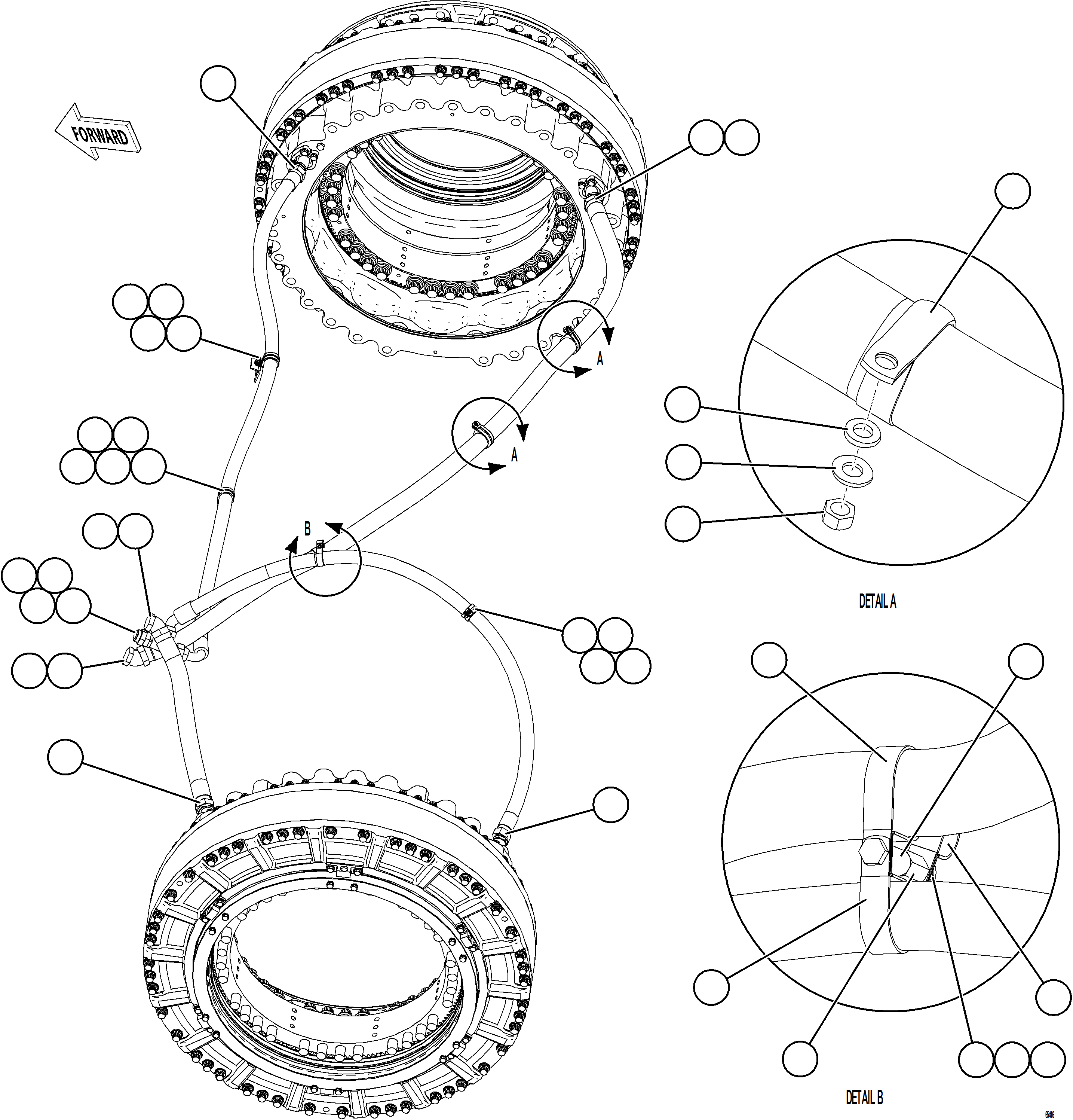 Komatsu parts book diagram for AFE78-EZ 930E-5 S/N A40612,A40614 - A40618  KCH: BRAKE COOLING PIPING - REAR AXLE