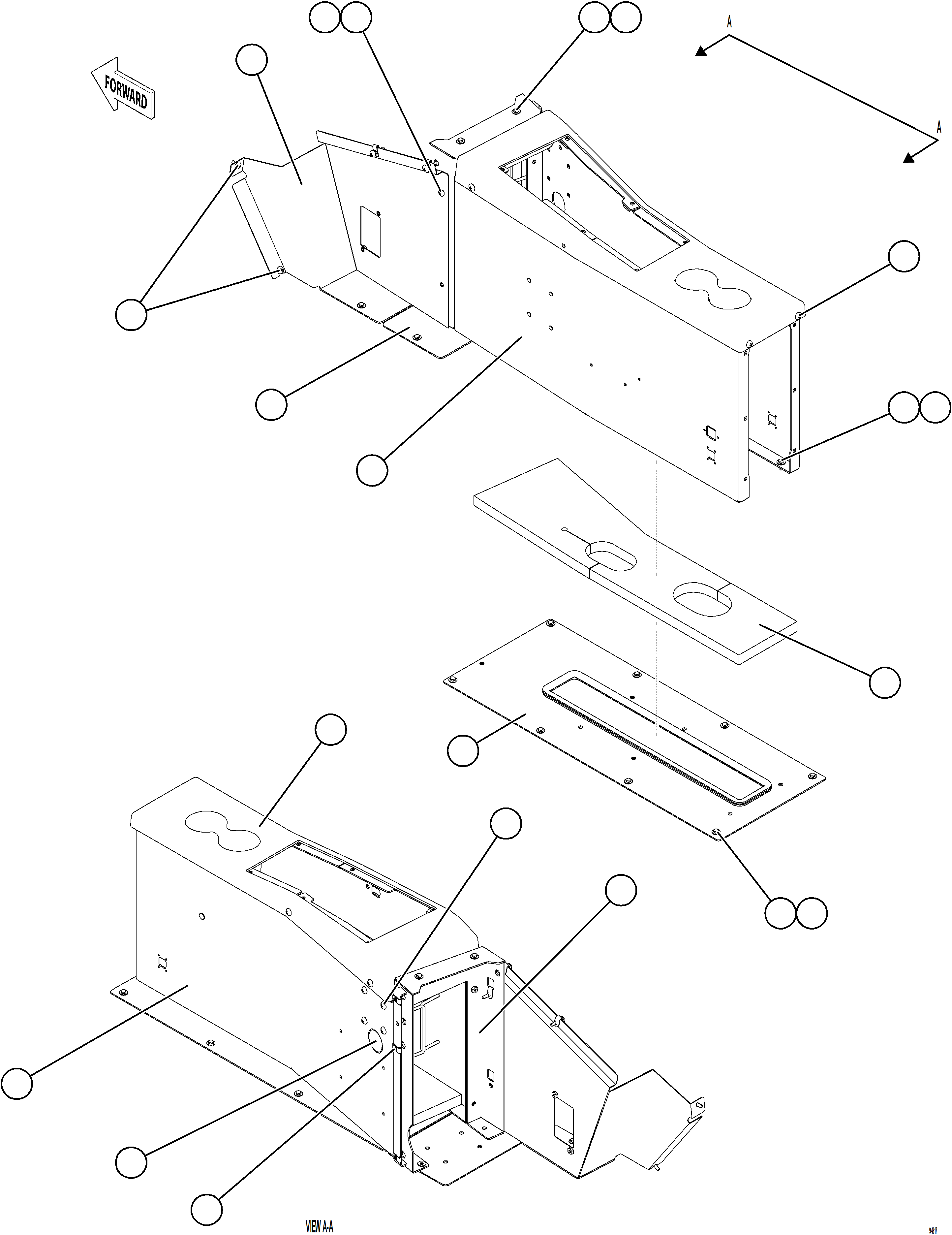 Komatsu parts book diagram for AFE78-EZ 930E-5 S/N A40612,A40614 - A40618  KCH: CENTER CONSOLE MODULE - STRUCTURAL