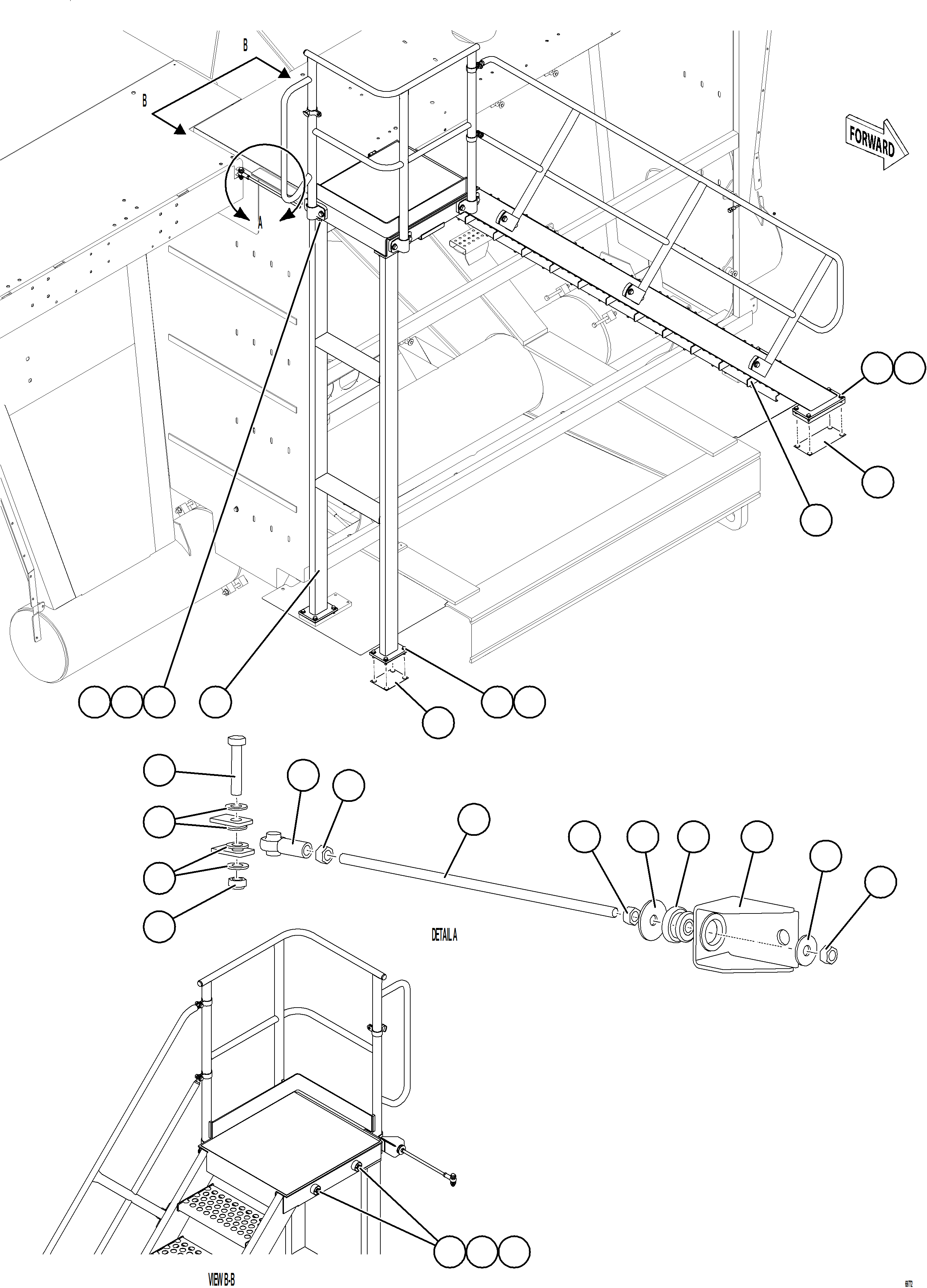 Komatsu parts book diagram for AFE78-EZ 930E-5 S/N A40612,A40614 - A40618  KCH: DIAGONAL LADDER INSTALLATION