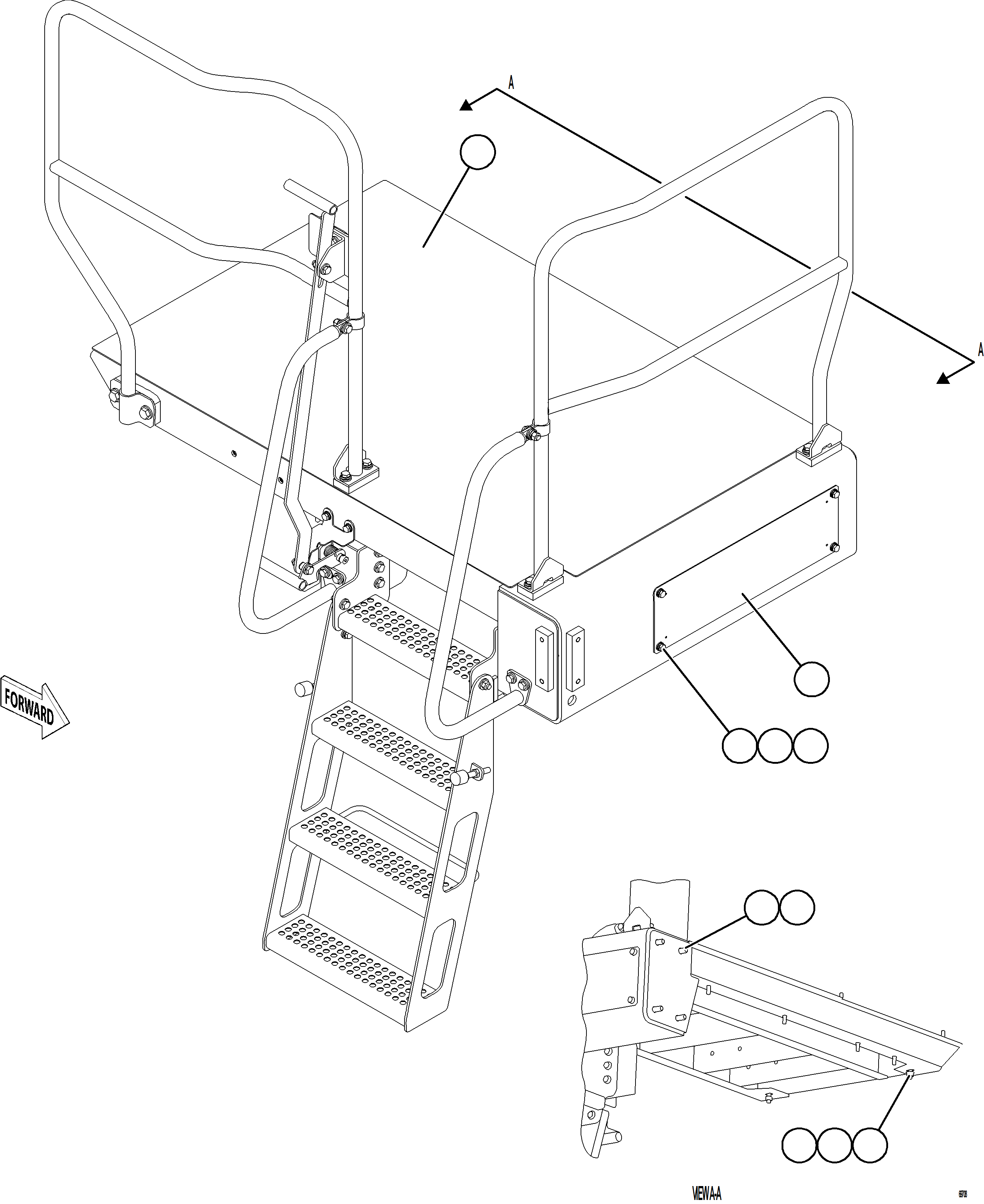 Komatsu parts book diagram for AFE78-EZ 930E-5 S/N A40612,A40614 - A40618  KCH: RH LOWER PLATFORM INSTALLATION