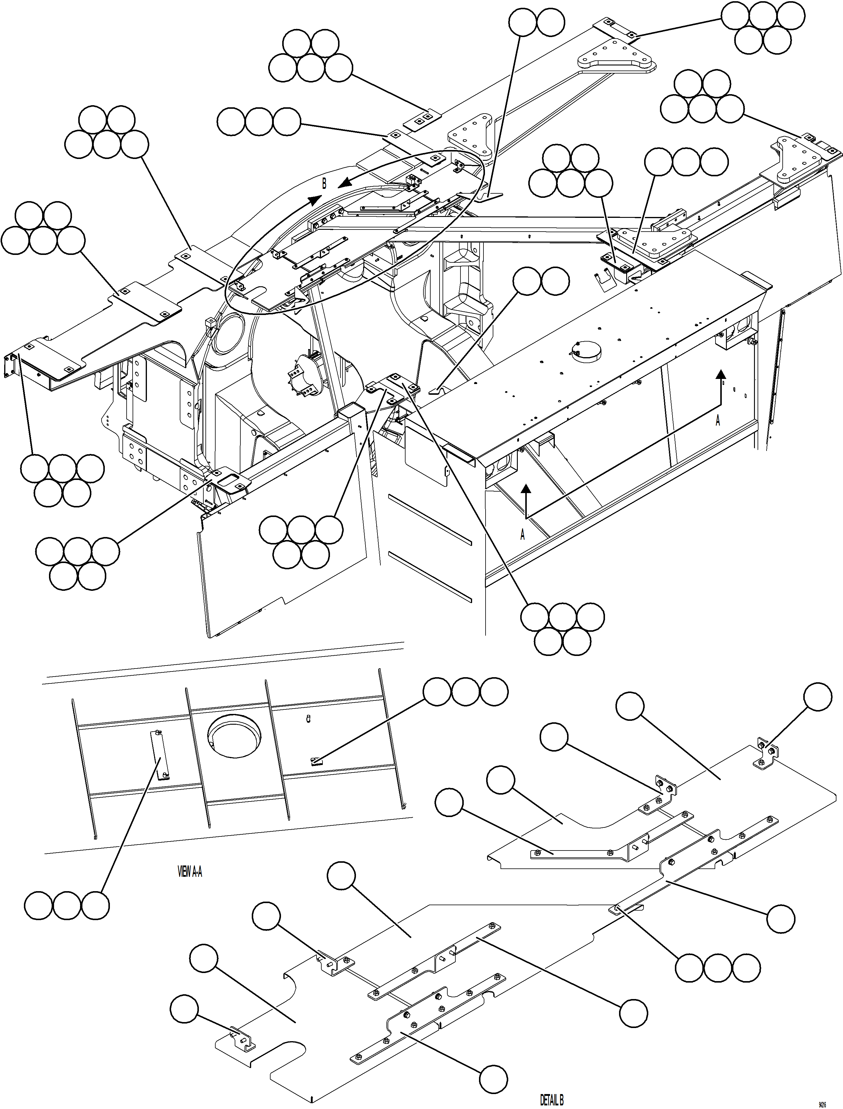Komatsu parts book diagram for AFE78-EZ 930E-5 S/N A40612,A40614 - A40618  KCH: CENTER DECK HEAT SHIELDS