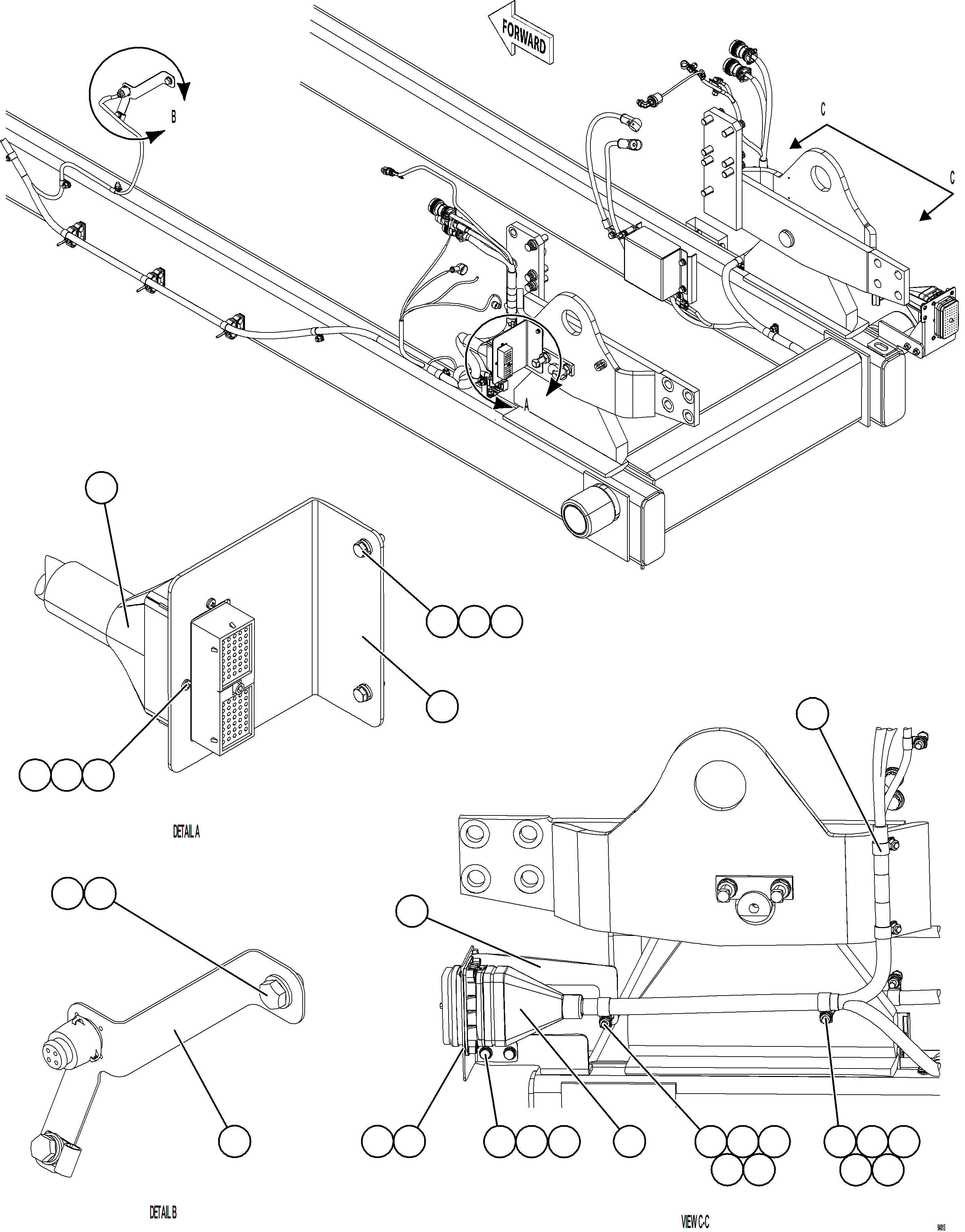 Komatsu parts book diagram for AFE78-FD 930E-5 S/N A40629 - A40631  KSA: EXTERNAL ENGINE WIRING HARNESS INSTALLATION    1/2