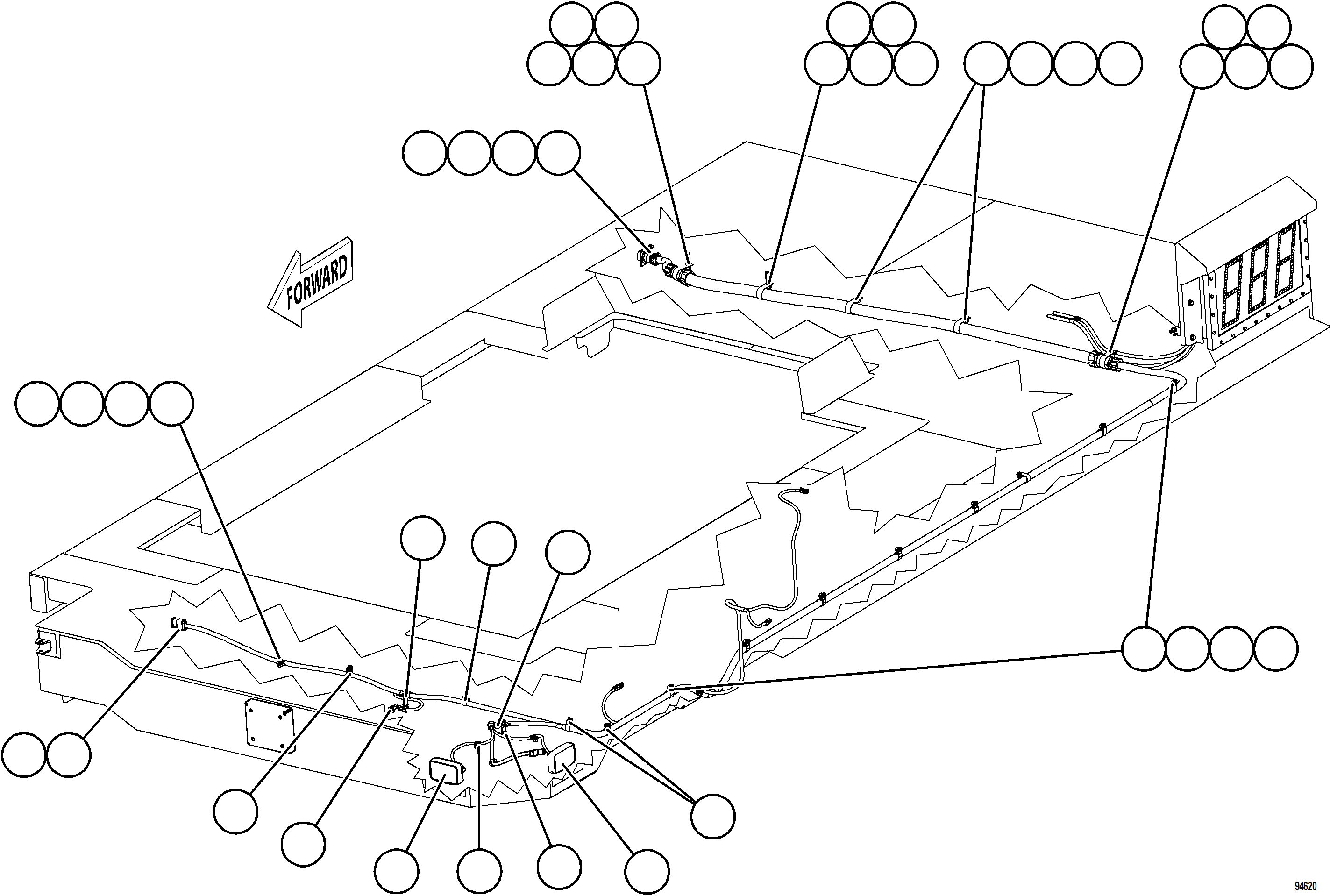 Komatsu parts book diagram for AFE78-FD 930E-5 S/N A40629 - A40631  KSA: LH DECK WIRING HARNESS & LIGHTS