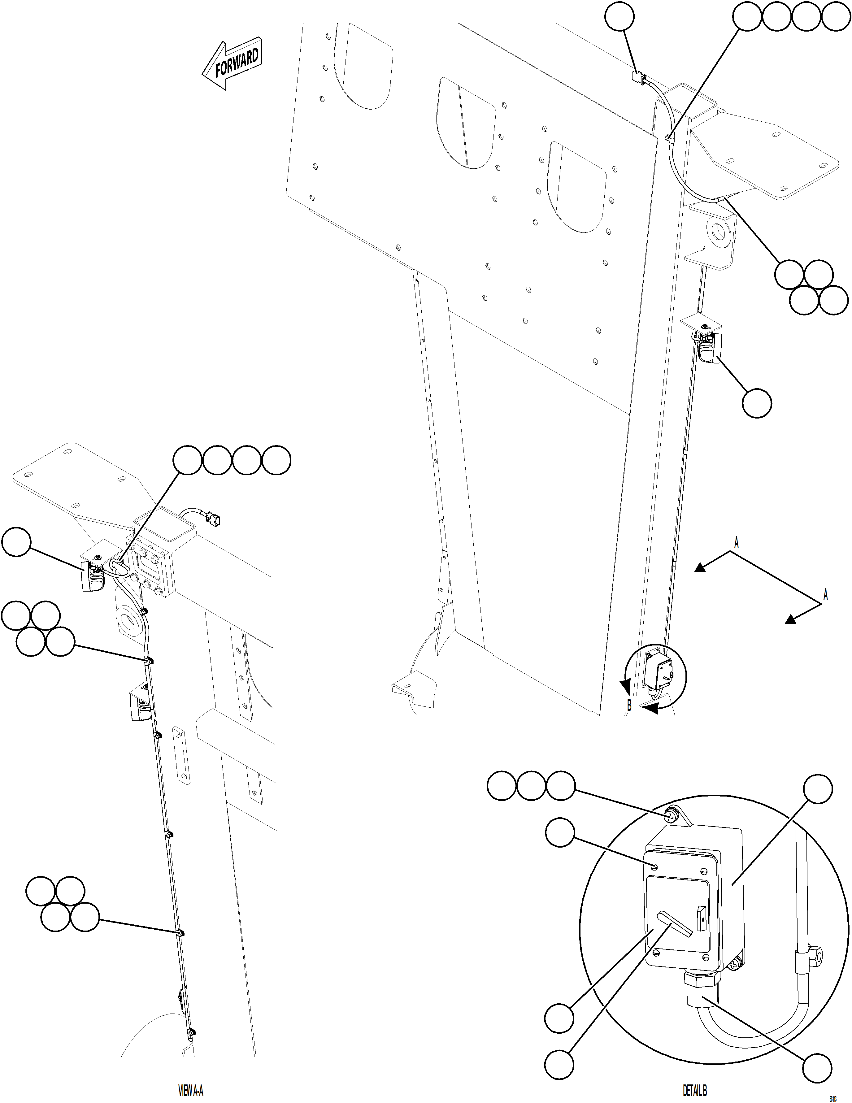 Komatsu parts book diagram for AFE78-FD 930E-5 S/N A40629 - A40631  KSA: RH ENGINE BAY LIGHTS & SWITCH