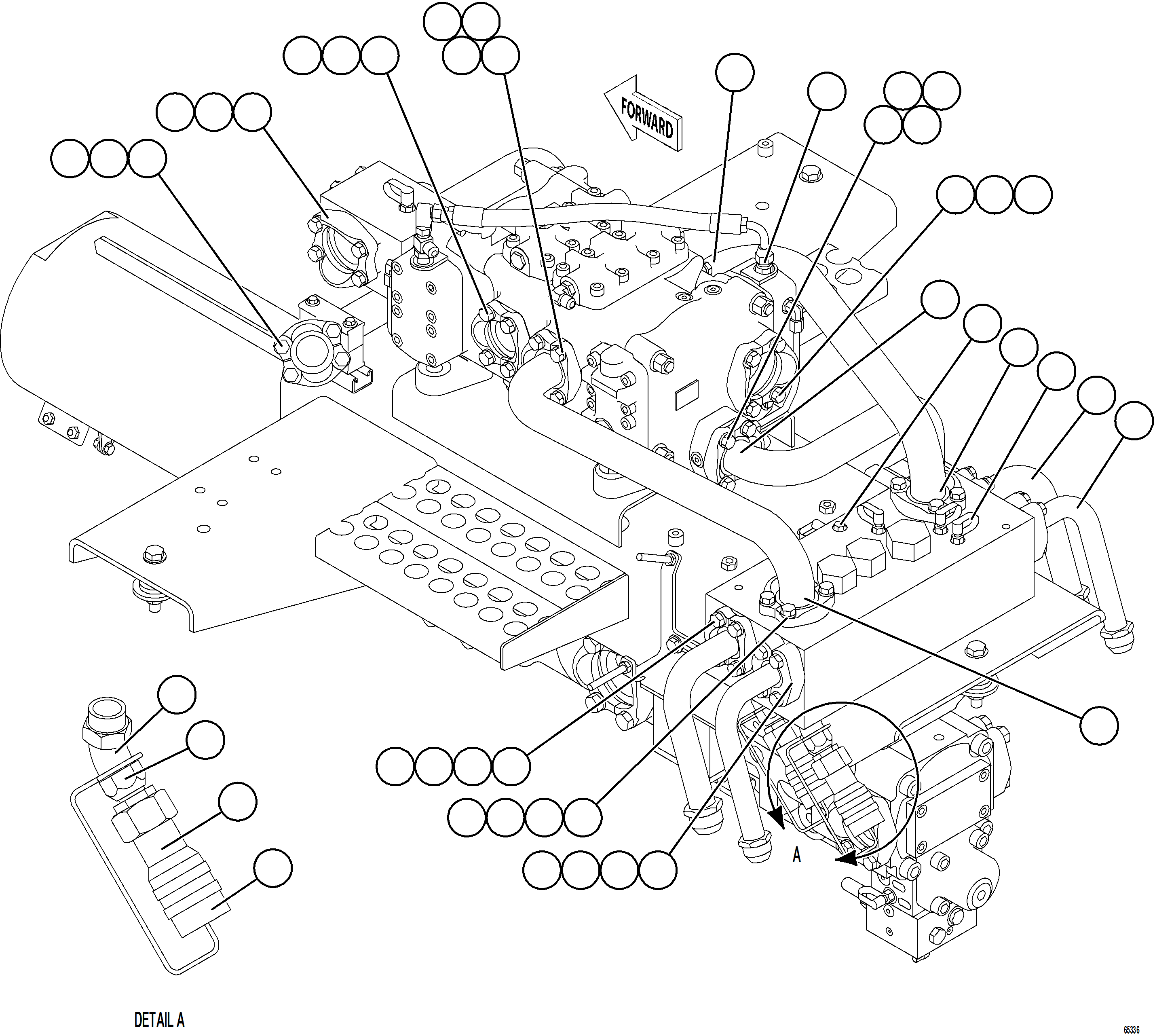 Komatsu parts book diagram for AFE78-FD 930E-5 S/N A40629 - A40631  KSA: VALVE/PUMP MODULE PIPING    1/3