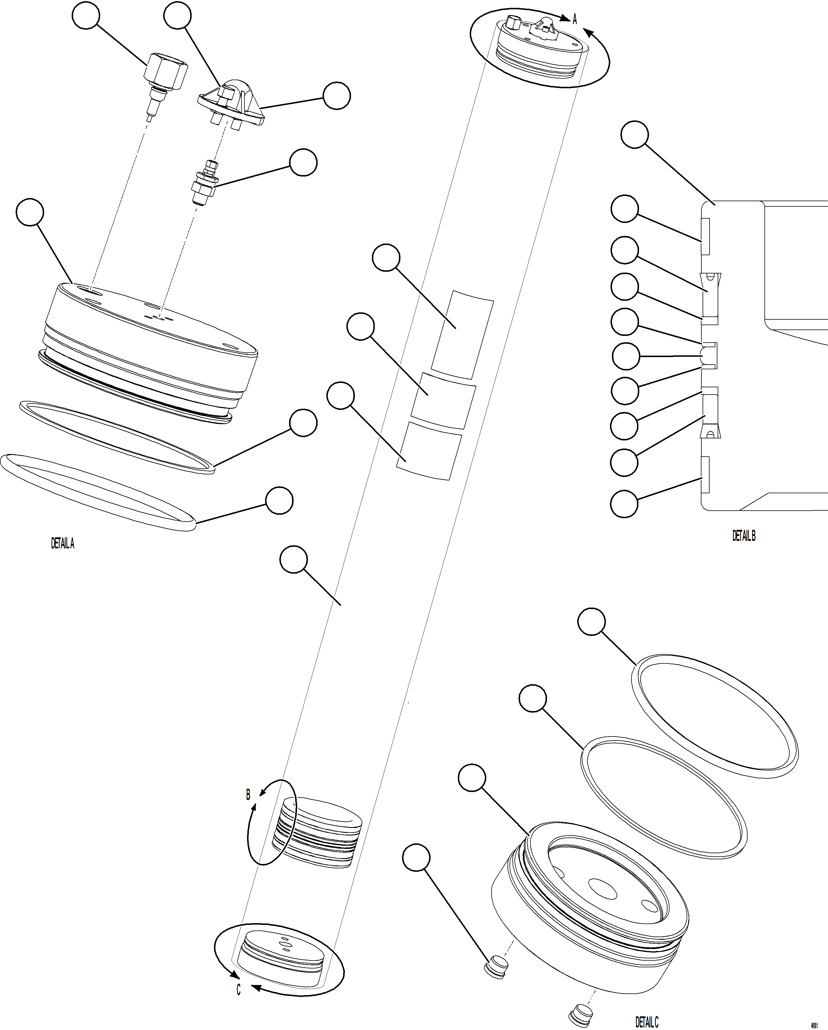 Komatsu parts book diagram for AFE78-FD 930E-5 S/N A40629 - A40631  KSA: PISTON ACCUMULATOR ASSM (16.5 GAL)