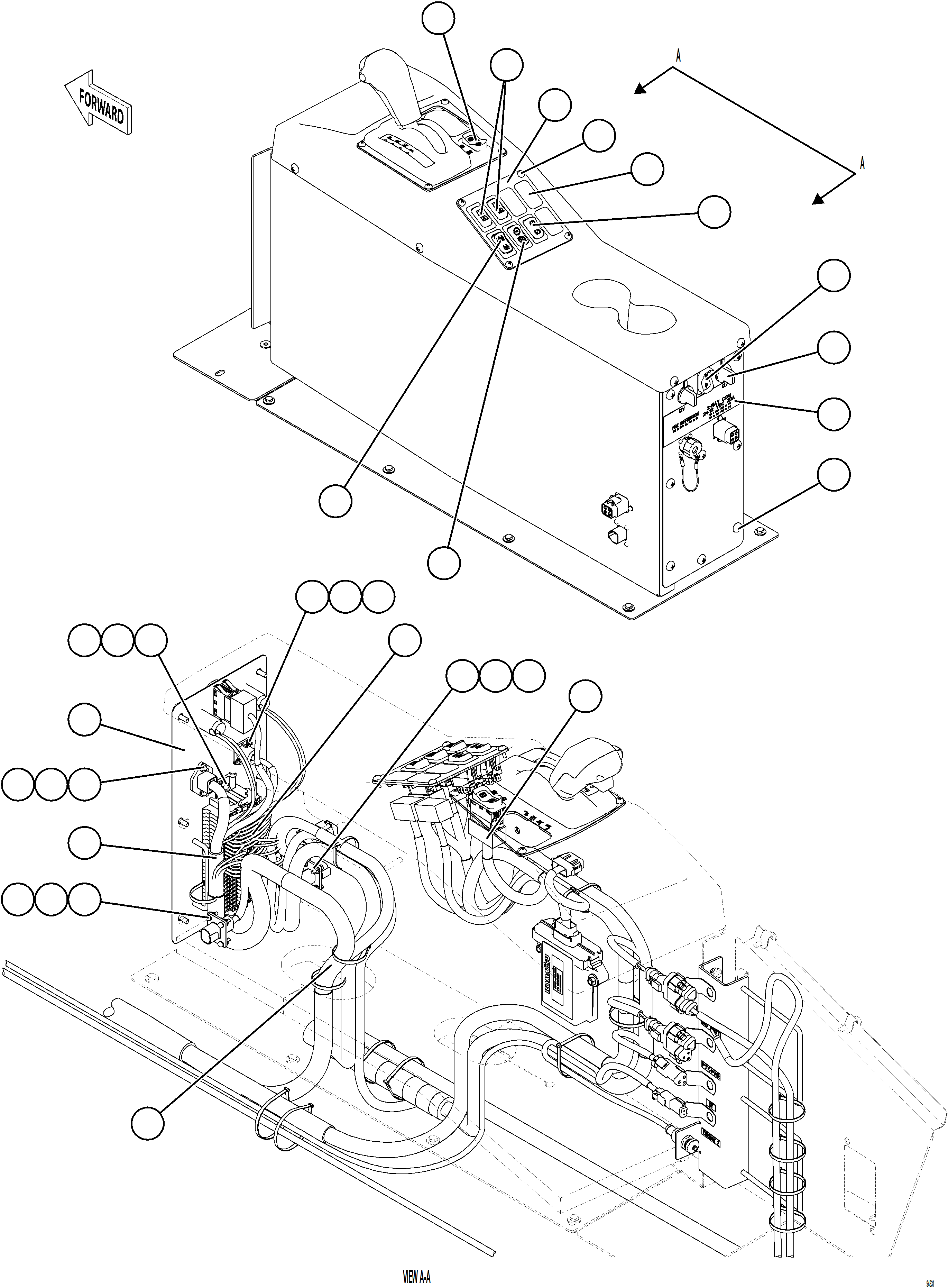 Komatsu parts book diagram for AFE78-FD 930E-5 S/N A40629 - A40631  KSA: CENTER CONSOLE MODULE - ELECTRICAL    1/2
