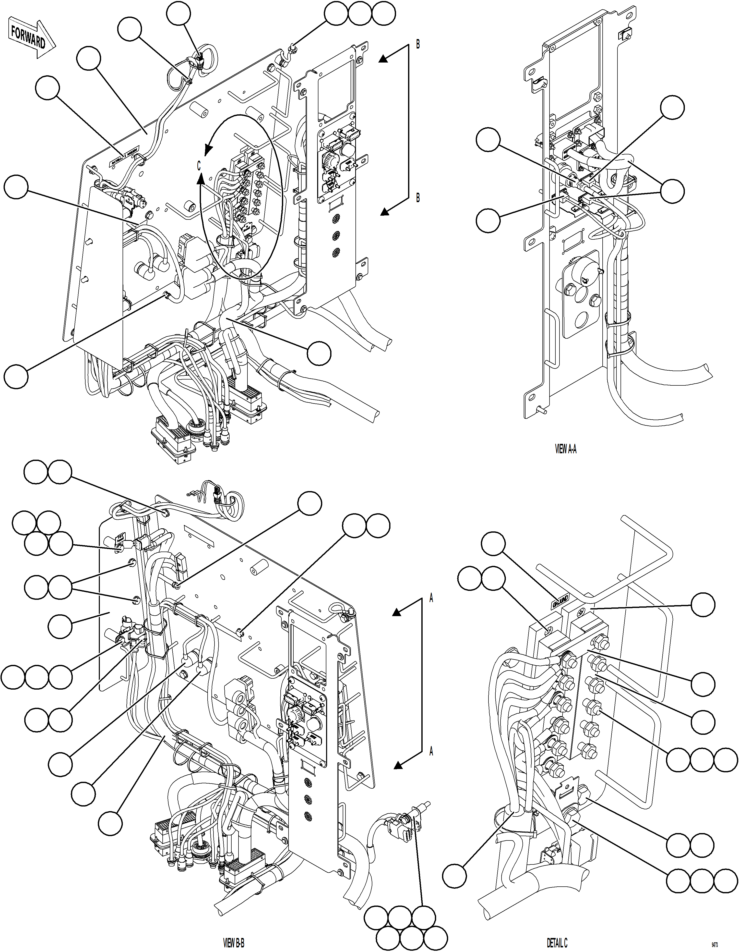 Komatsu parts book diagram for AFE78-FD 930E-5 S/N A40629 - A40631  KSA: CAB ELECTRICAL - BACK WALL    2/2