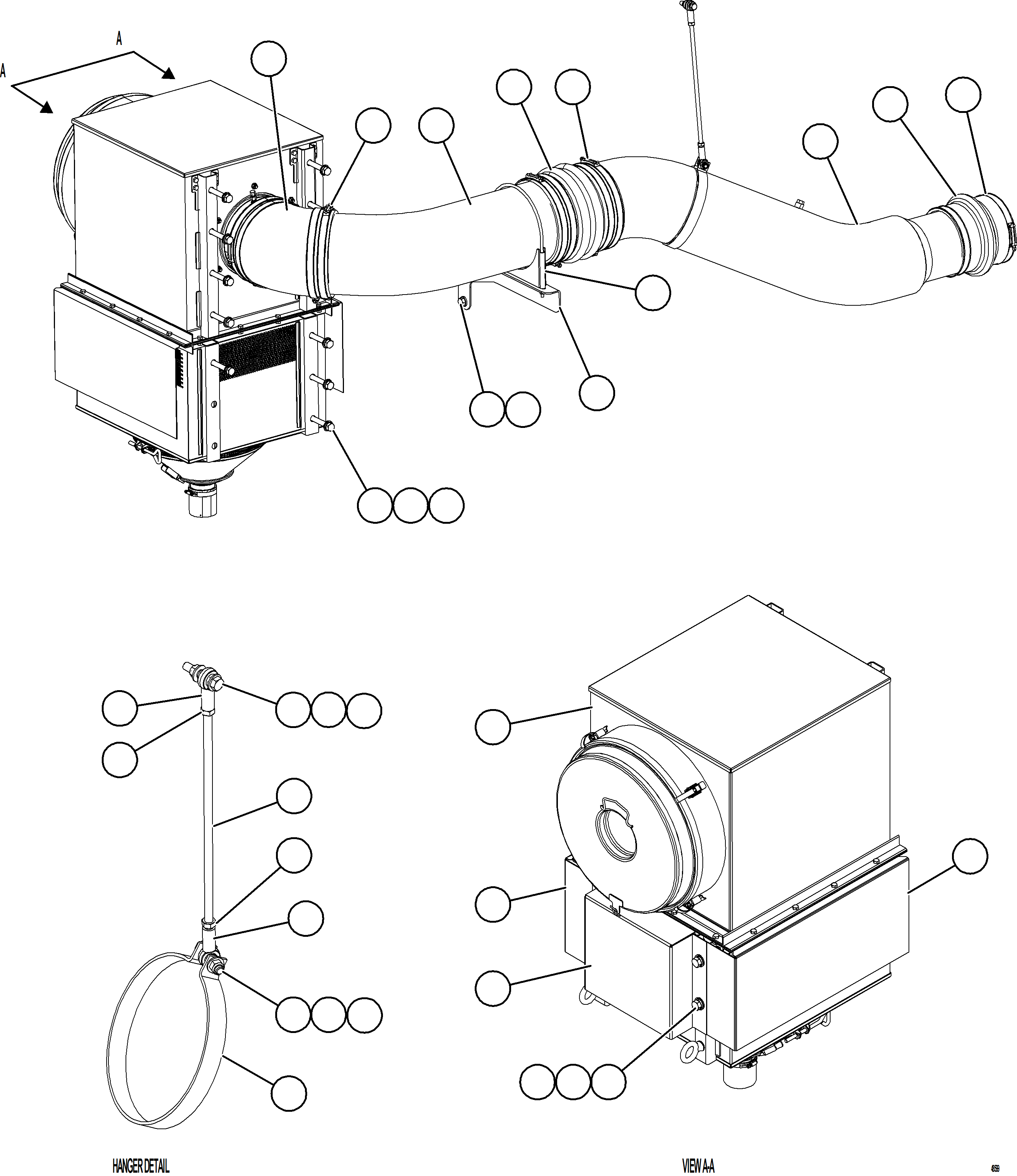 Dump Trucks Komatsu / AFE84-F 730E-10 S/N A50035 - A50036,A50039 - A50042  NEEGAN(afe84-f) / AIR CLEANER PIPING & INSTALLATION - LH(B-008 : 48599)
