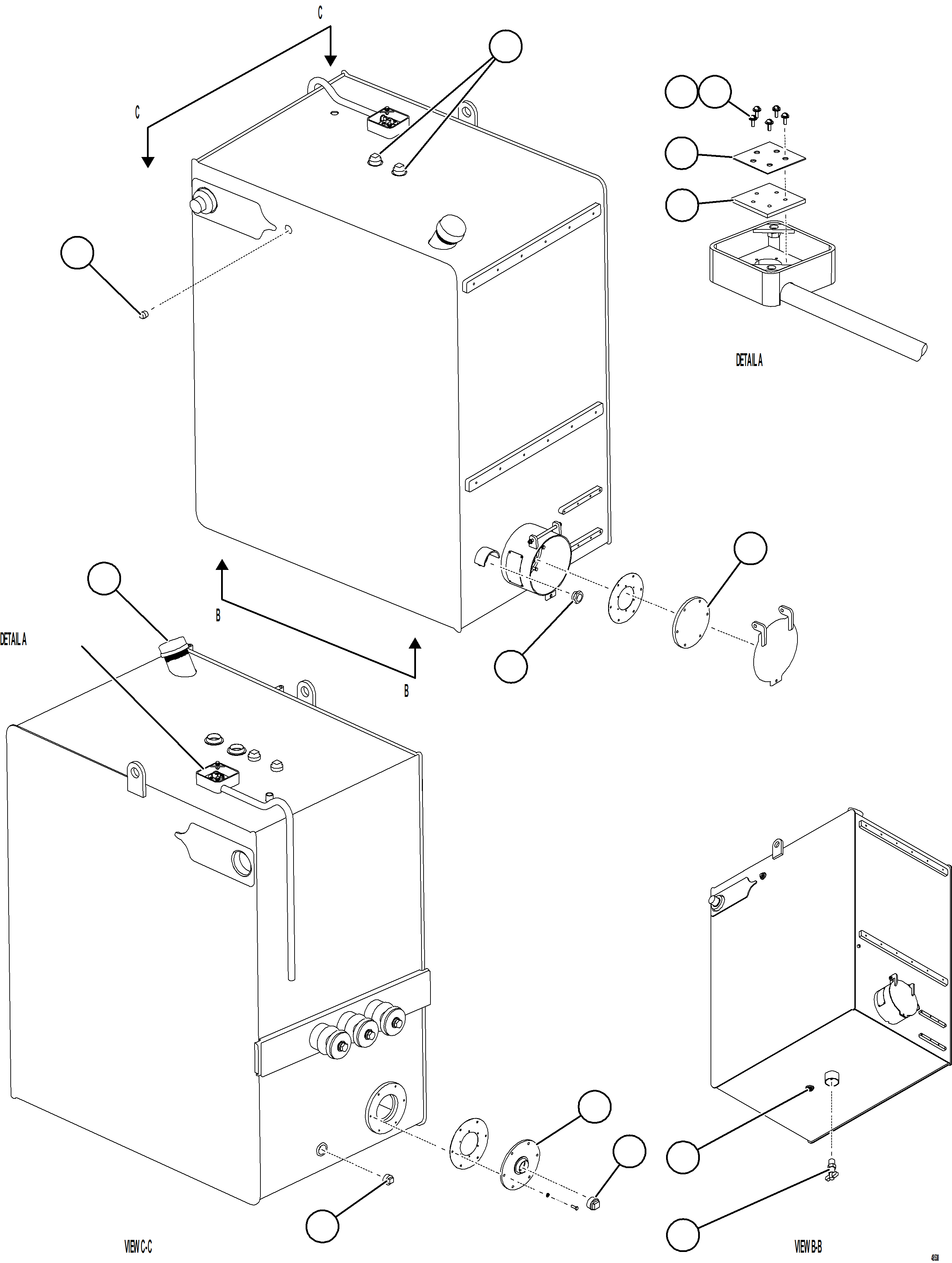 Komatsu parts book diagram for AFE84-M 730E-10 S/N A50047 - A50048  KAL: FUEL TANK ASSEMBLY