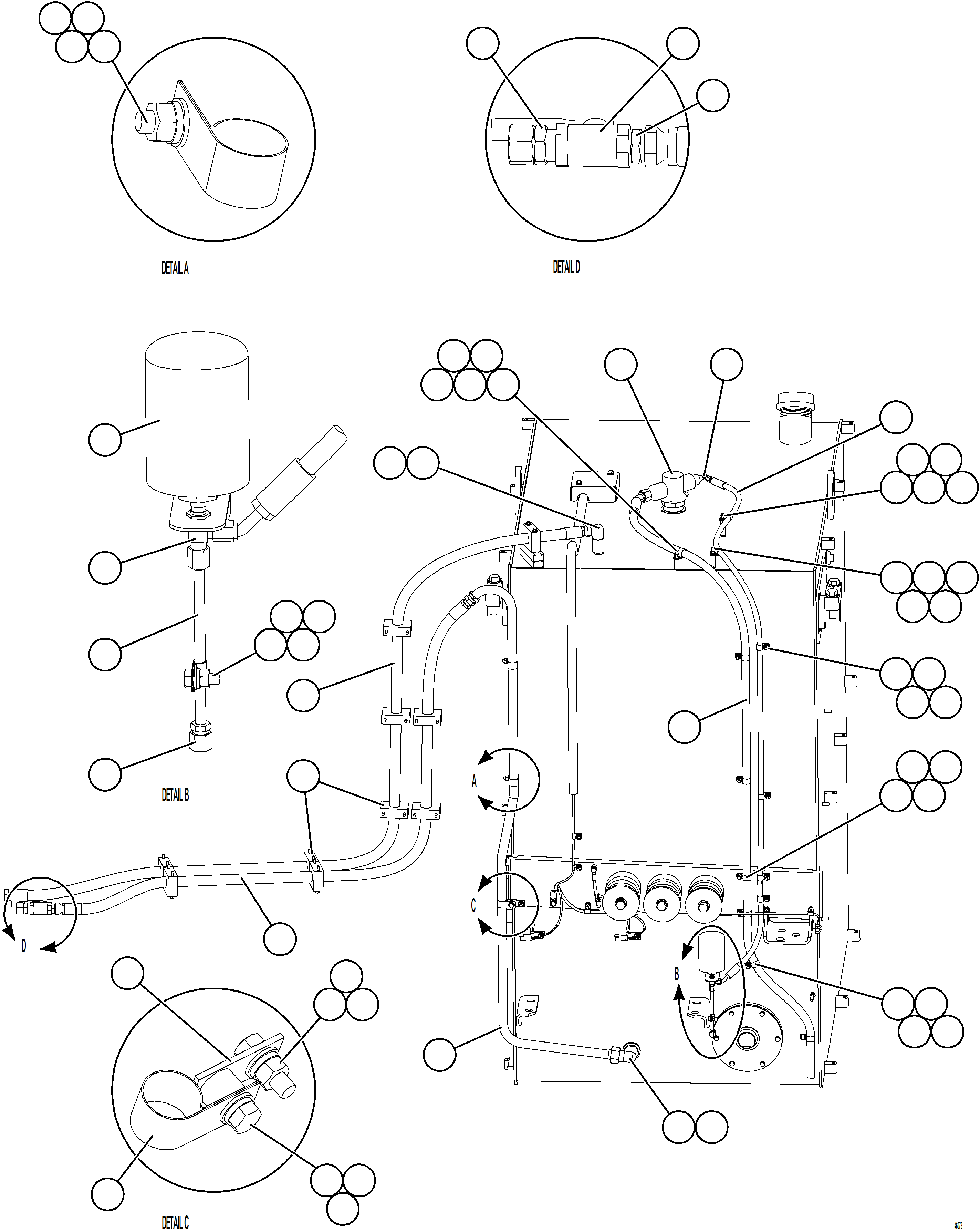 Komatsu parts book diagram for AFE84-M 730E-10 S/N A50047 - A50048  KAL: FUEL SYSTEM PIPING    1/3