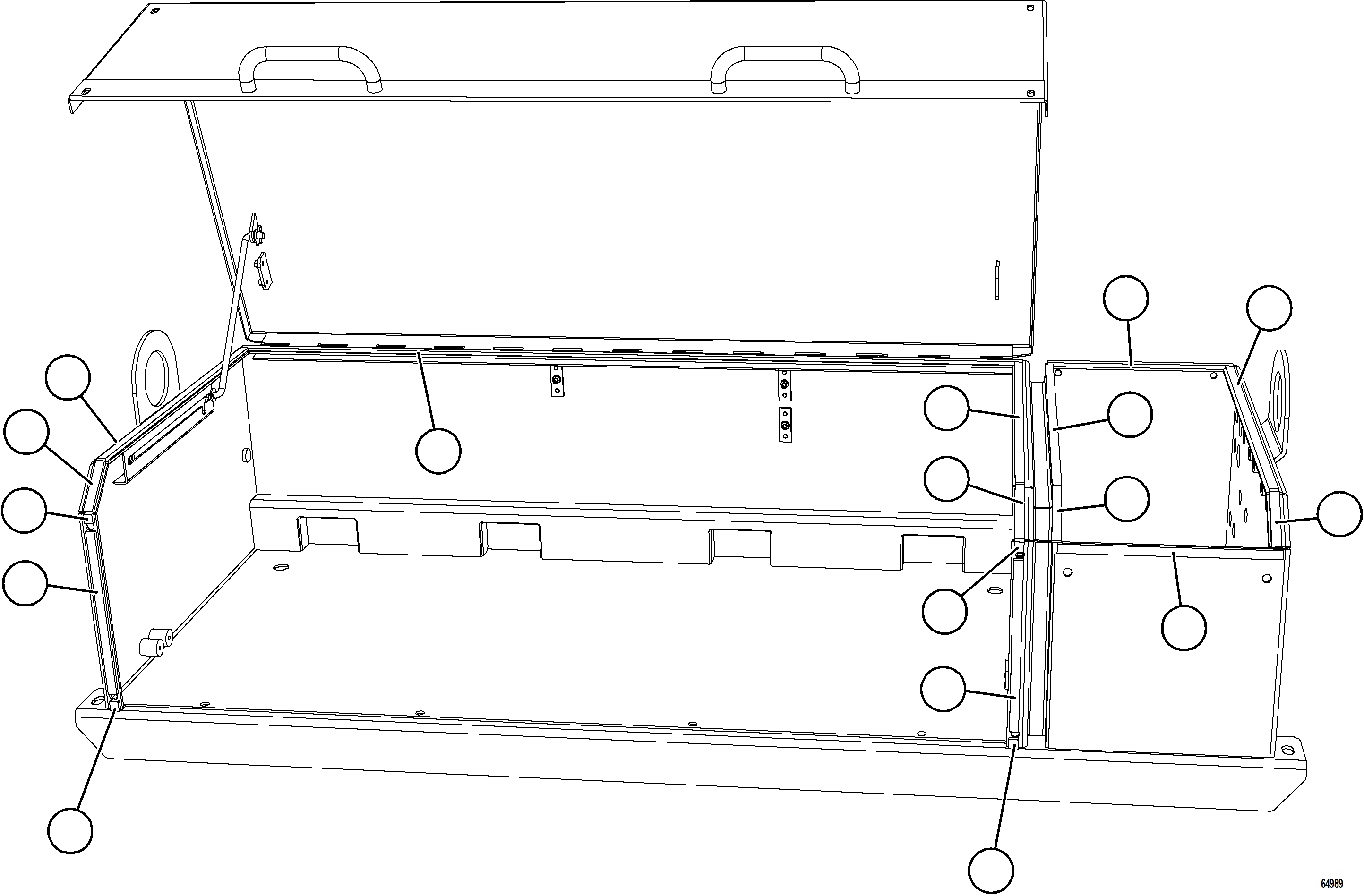Komatsu parts book diagram for AFE84-M 730E-10 S/N A50047 - A50048  KAL: BATTERY BOX ASSEMBLY    3/7    58F-54-20972
