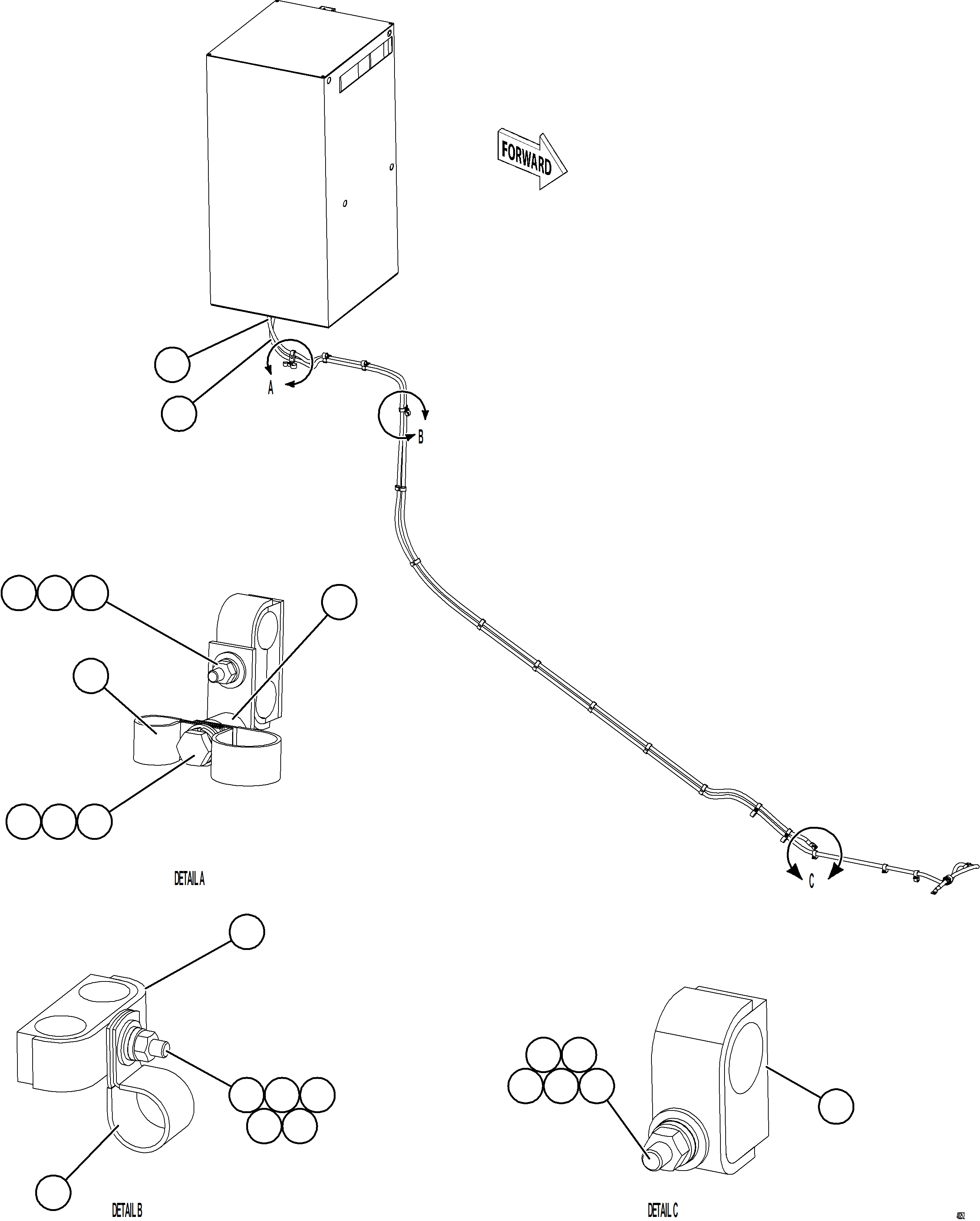Komatsu parts book diagram for AFE84-M 730E-10 S/N A50047 - A50048  KAL: AUXILIARY CONTROL CABINET POWER CABLES