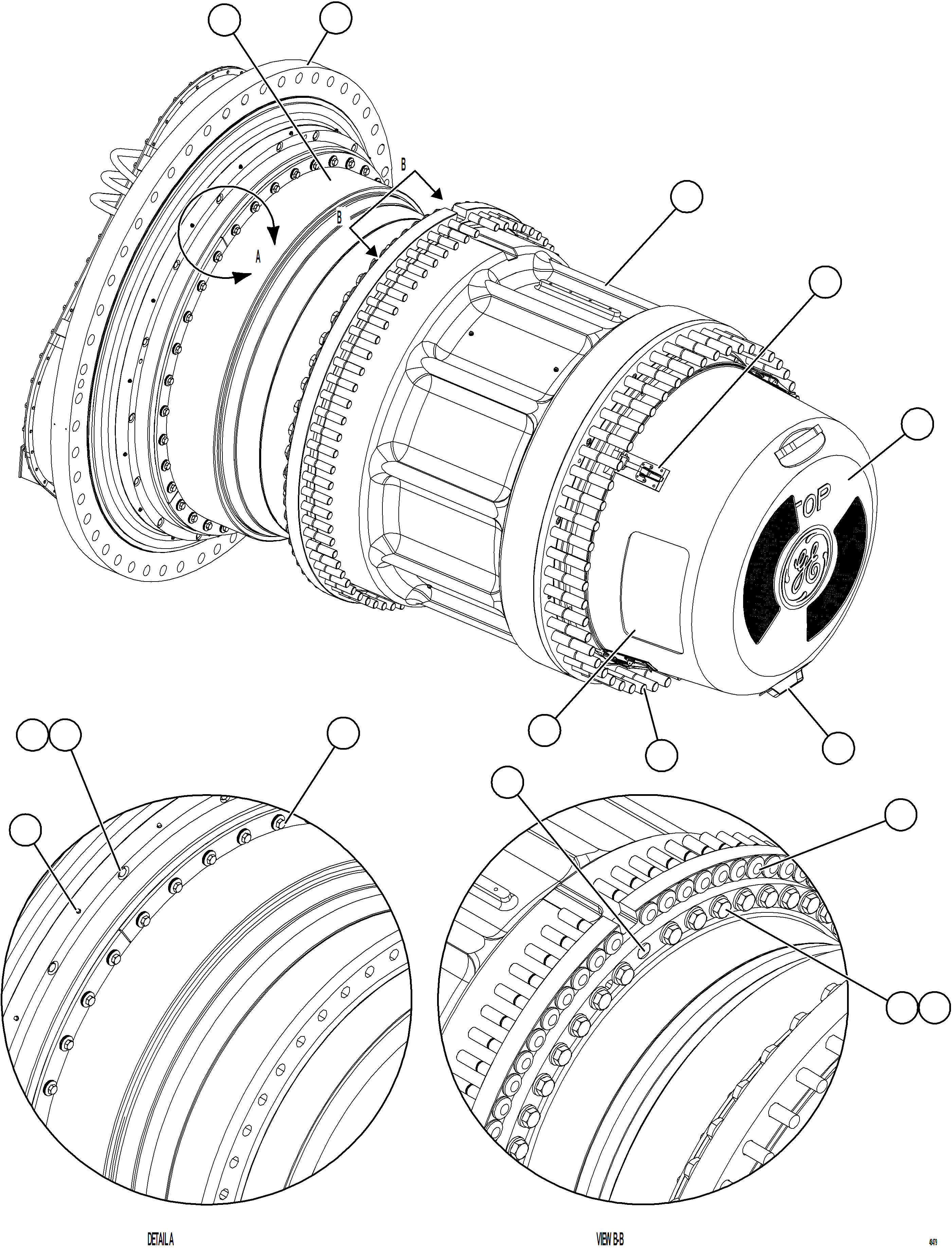 Komatsu parts book diagram for AFE84-M 730E-10 S/N A50047 - A50048  KAL: WHEEL MOTOR    58D-22-50000    1/8