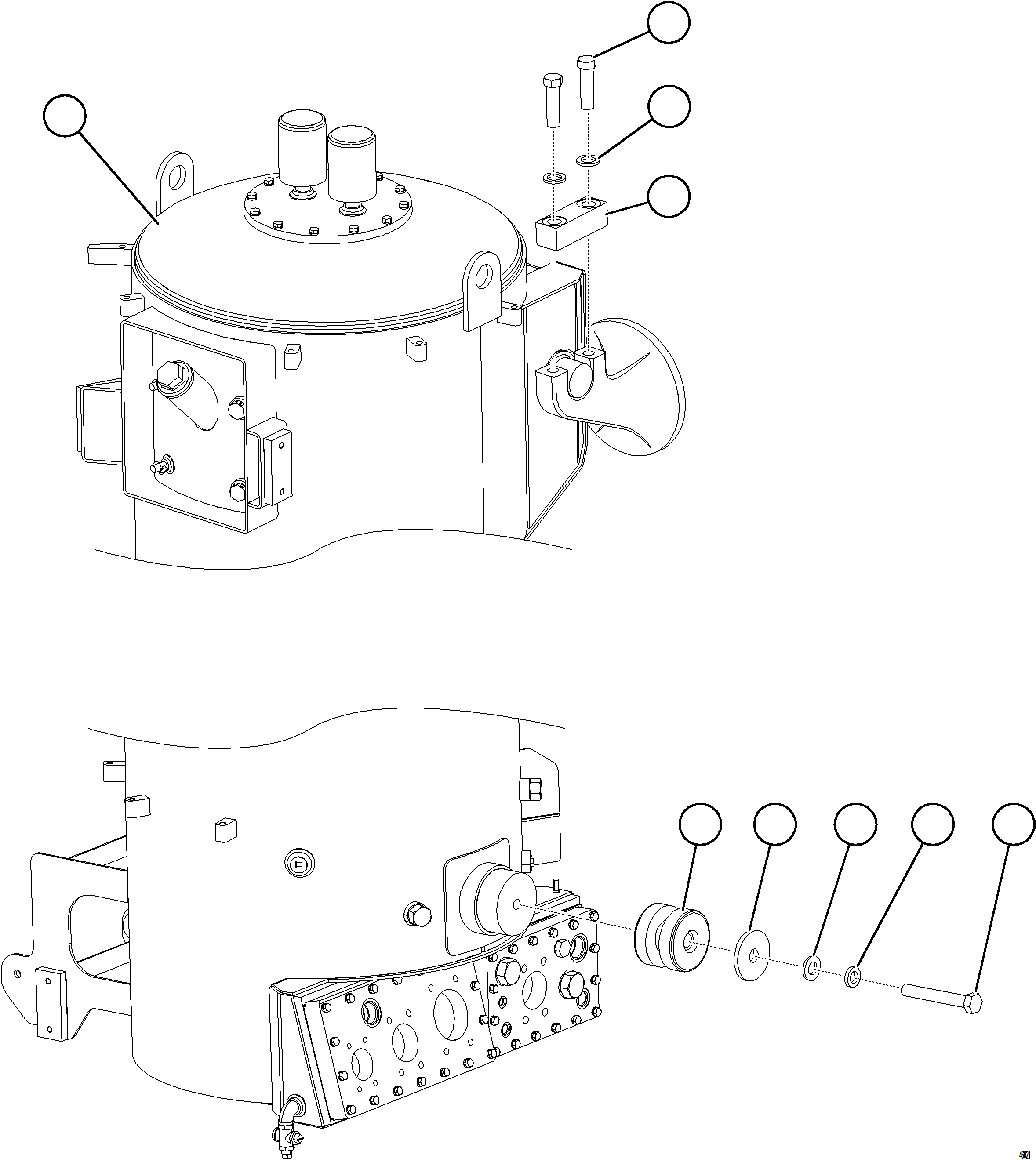 Komatsu parts book diagram for AFE84-M 730E-10 S/N A50047 - A50048  KAL: HYDRAULIC TANK INSTALLATION