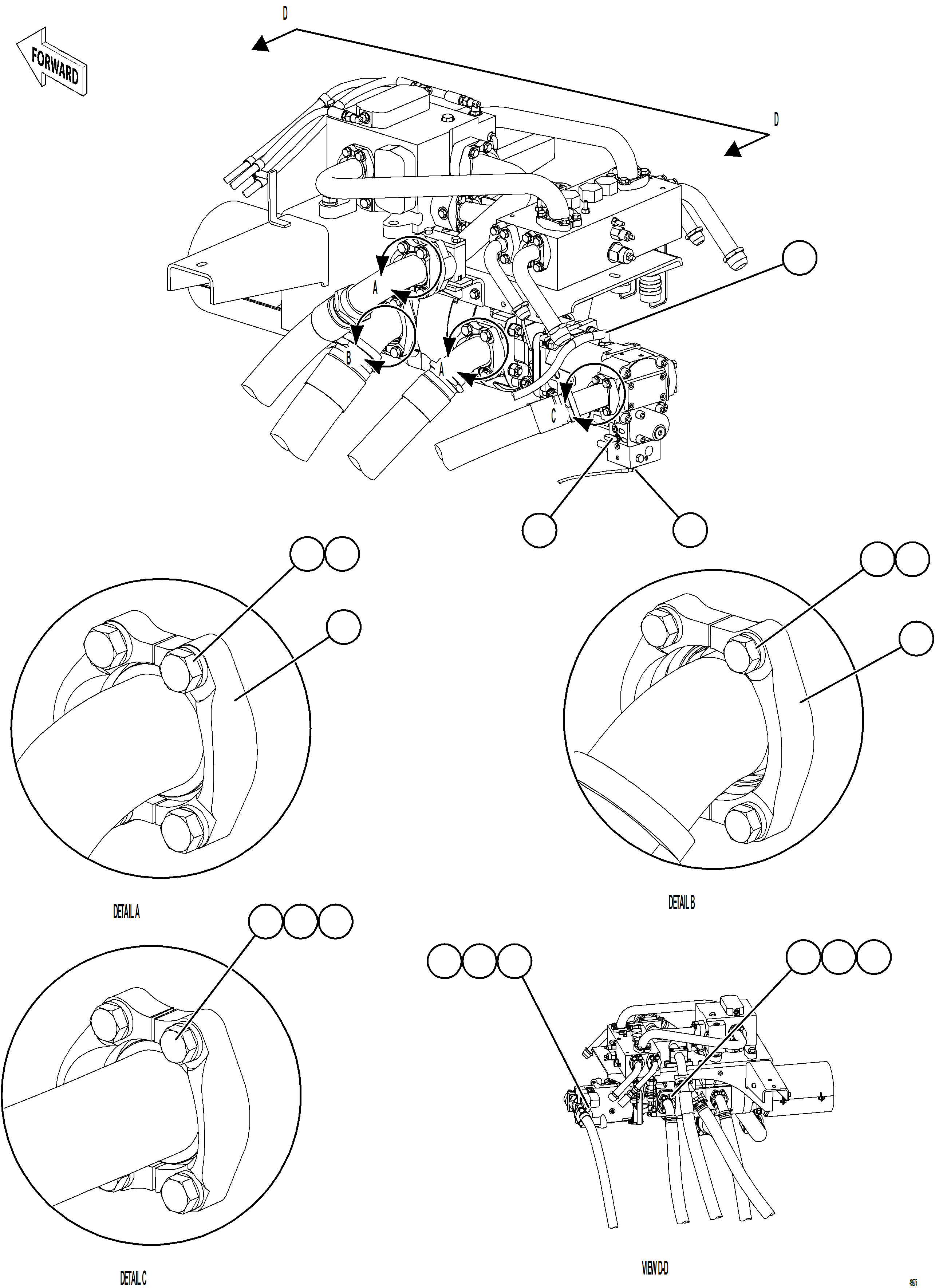 Komatsu parts book diagram for AFE84-M 730E-10 S/N A50047 - A50048  KAL: VALVE/PUMP MODULE PIPING    1/4