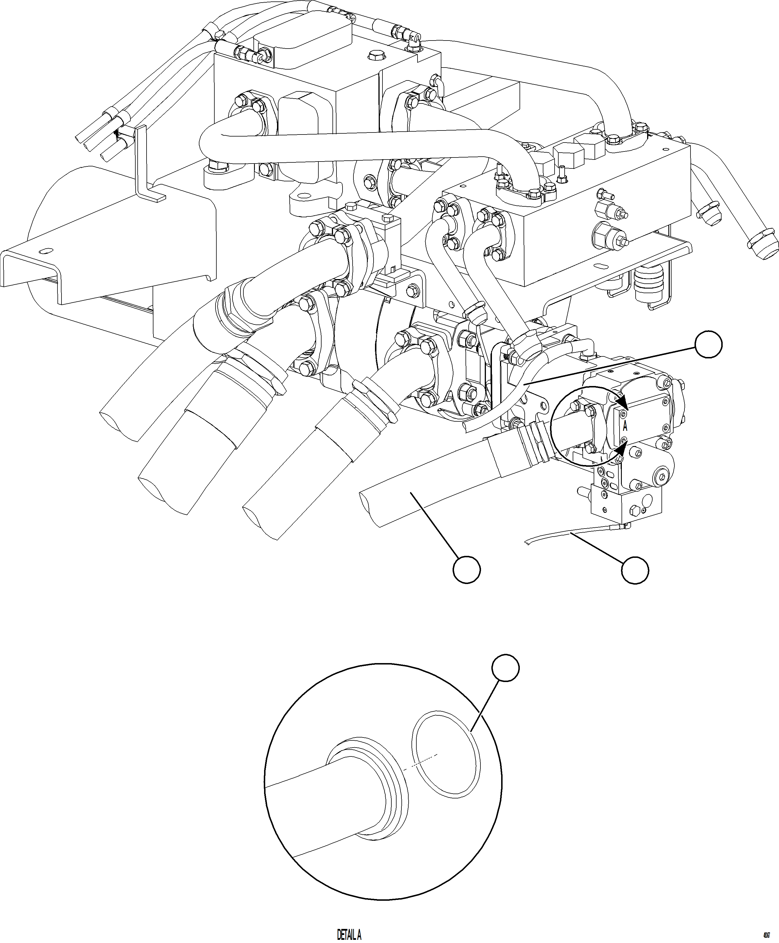 Komatsu parts book diagram for AFE84-M 730E-10 S/N A50047 - A50048  KAL: VALVE/PUMP MODULE PIPING    2/4