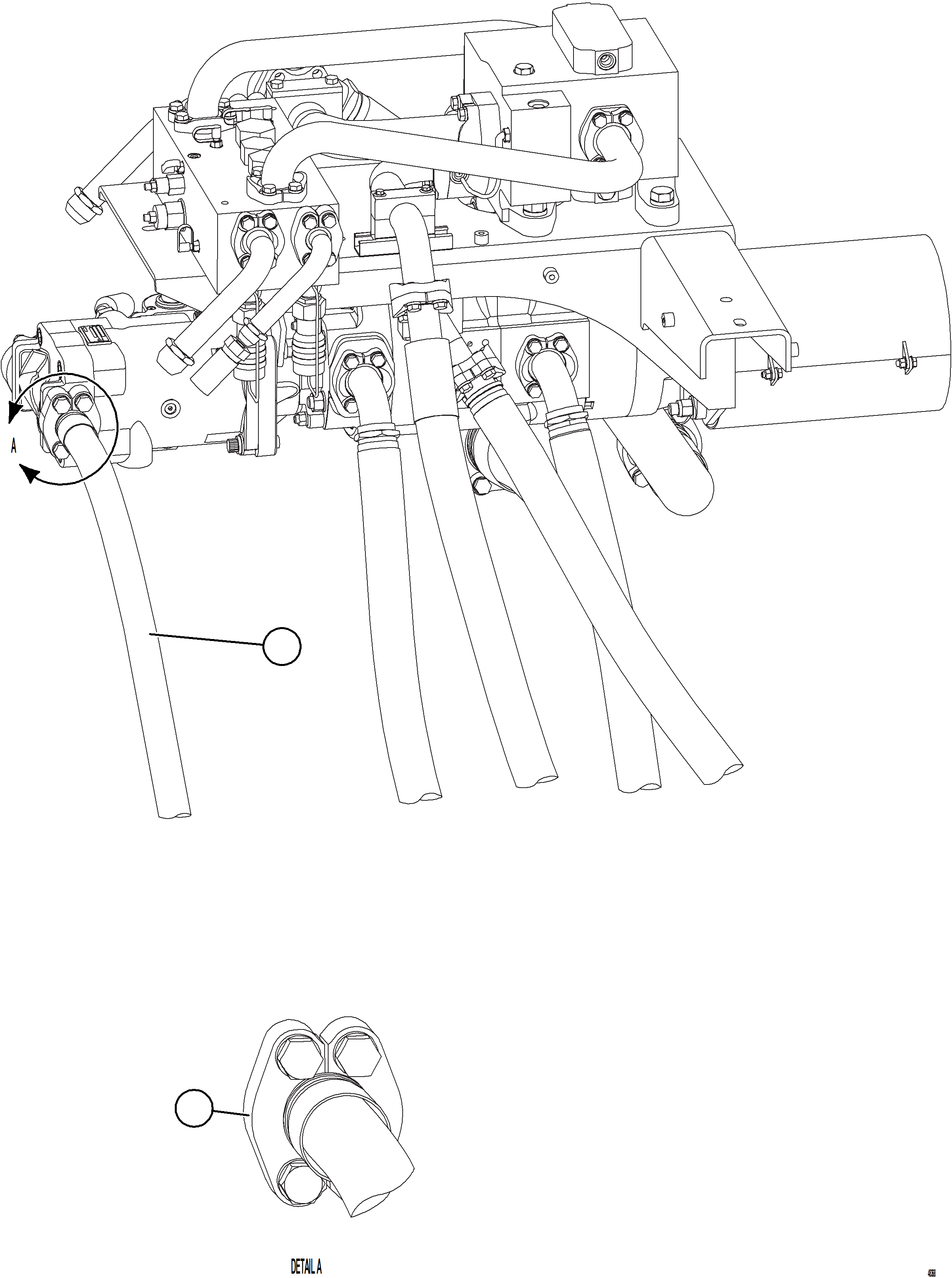 Komatsu parts book diagram for AFE84-M 730E-10 S/N A50047 - A50048  KAL: VALVE/PUMP MODULE PIPING    3/4