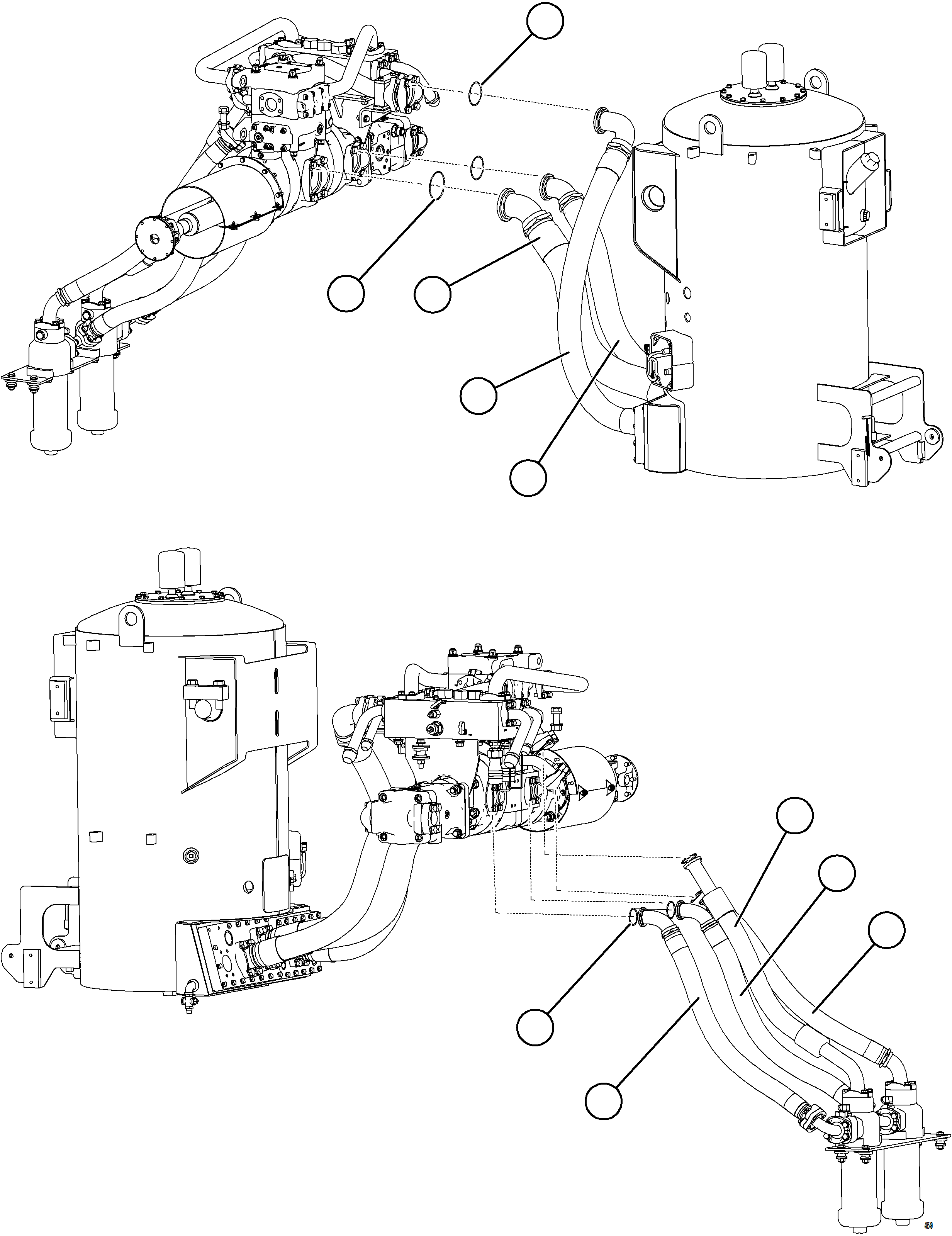 Komatsu parts book diagram for AFE84-M 730E-10 S/N A50047 - A50048  KAL: VALVE/PUMP MODULE PIPING    4/4