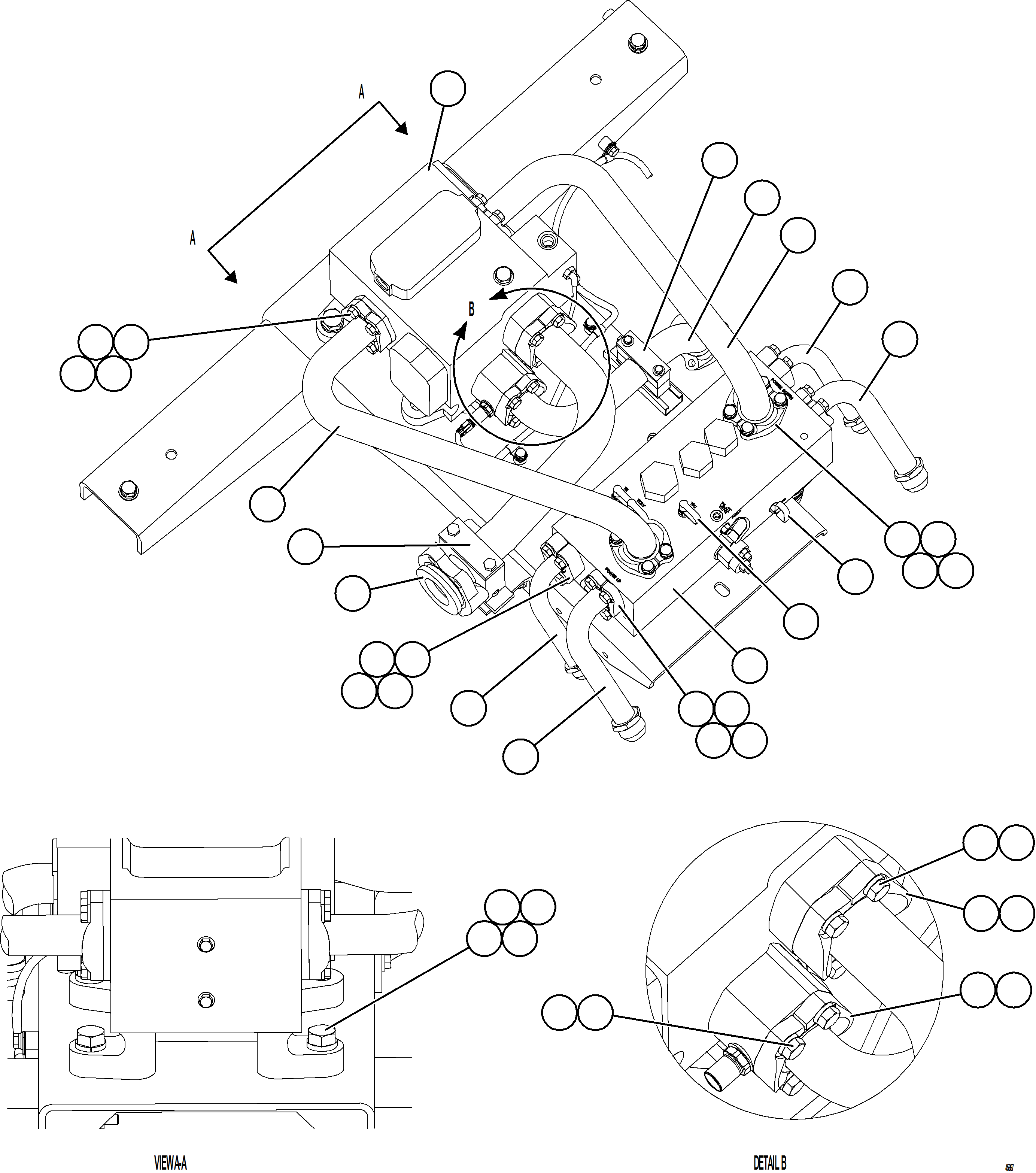 Komatsu parts book diagram for AFE84-M 730E-10 S/N A50047 - A50048  KAL: HOIST VALVE & OVERCENTER VALVE INSTALLATION    1/3