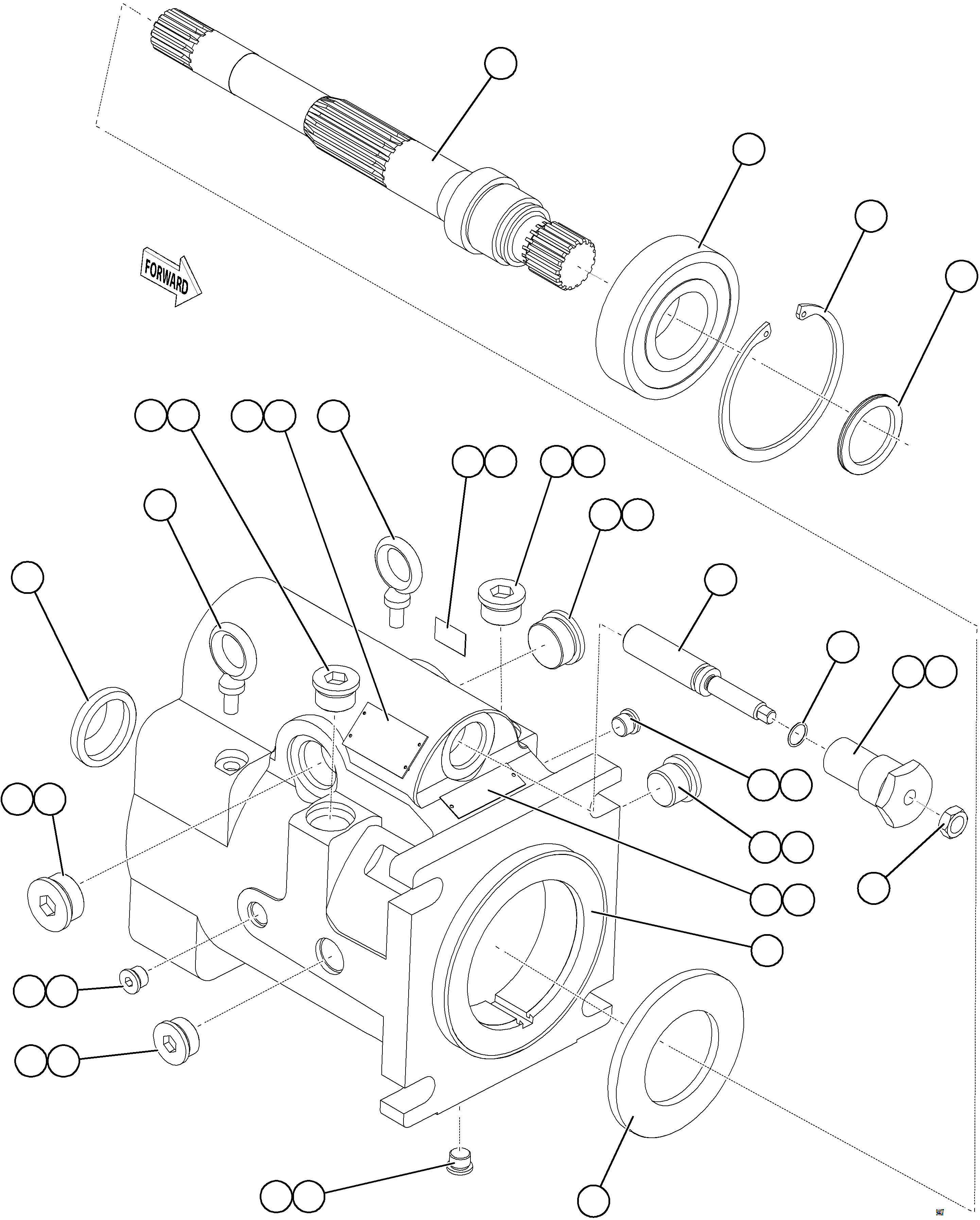 Komatsu parts book diagram for AFE84-M 730E-10 S/N A50047 - A50048  KAL: STEERING PUMP HOUSING (FRONT)    58C-60-00081