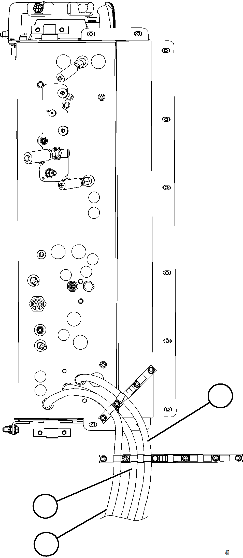 Komatsu parts book diagram for AFE84-M 730E-10 S/N A50047 - A50048  KAL: HYDRAULIC BRAKE CABINET PIPING - HOIST PILOT VALVE