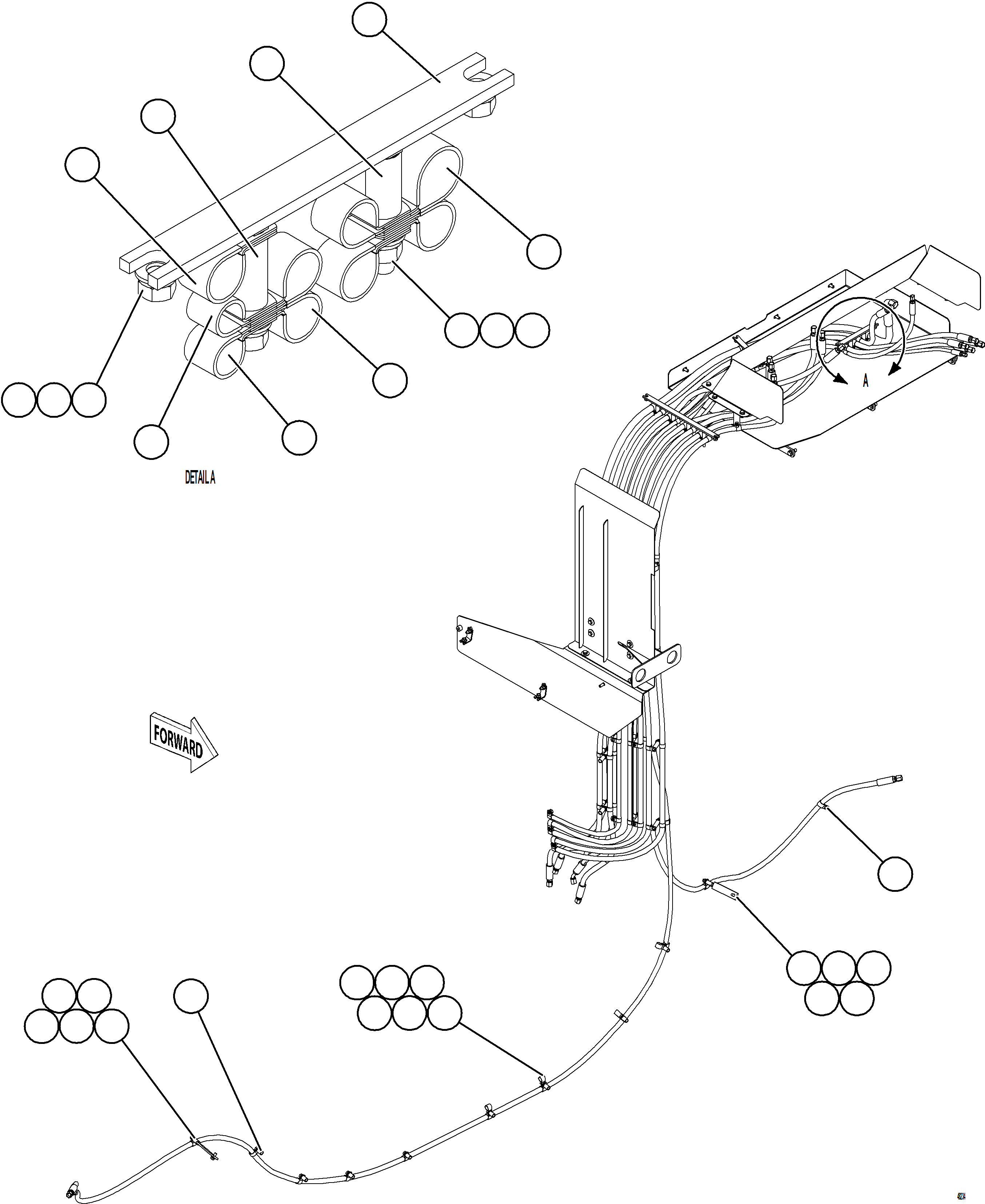 Komatsu parts book diagram for AFE84-M 730E-10 S/N A50047 - A50048  KAL: HYDRAULIC BRAKE CABINET HOSE CLAMPING    3/3