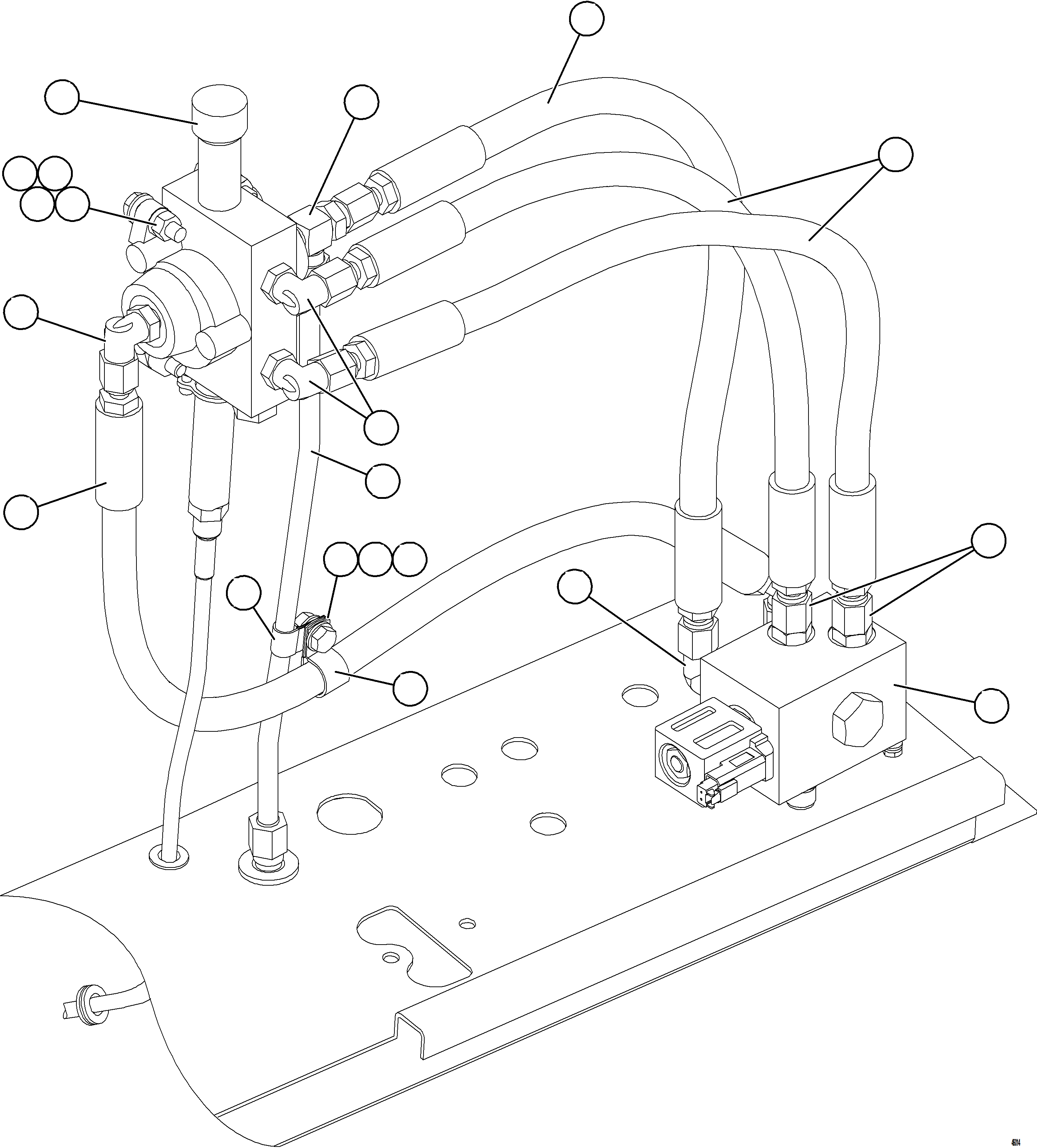 Komatsu parts book diagram for AFE84-M 730E-10 S/N A50047 - A50048  KAL: HOIST PILOT VALVE PIPING    1/2