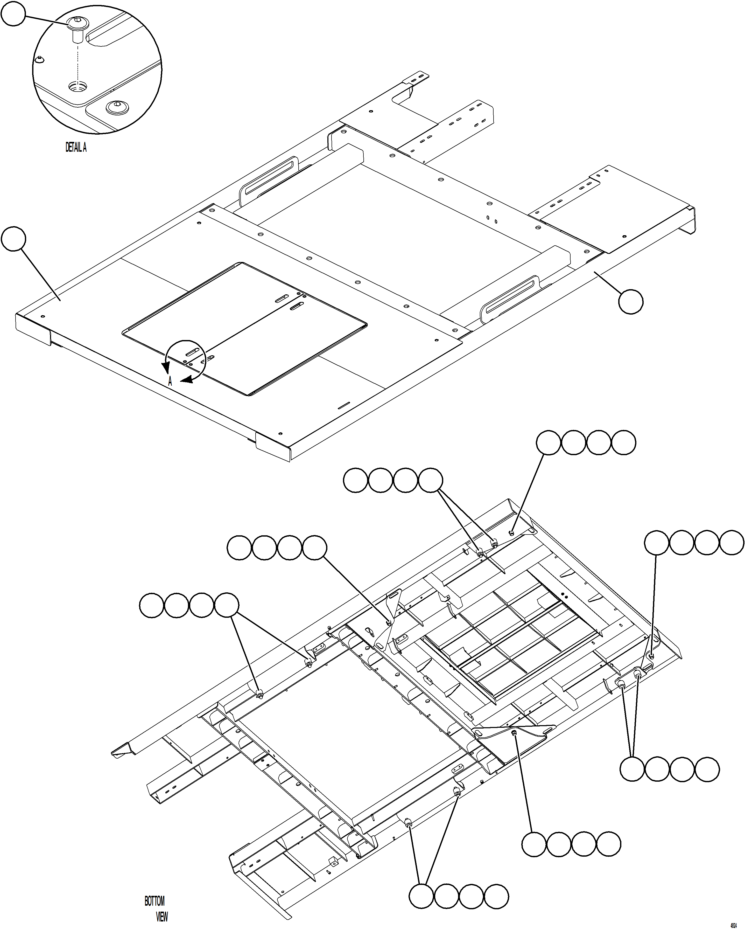 Komatsu parts book diagram for AFE84-M 730E-10 S/N A50047 - A50048  KAL: CENTER DECK INSTALLATION