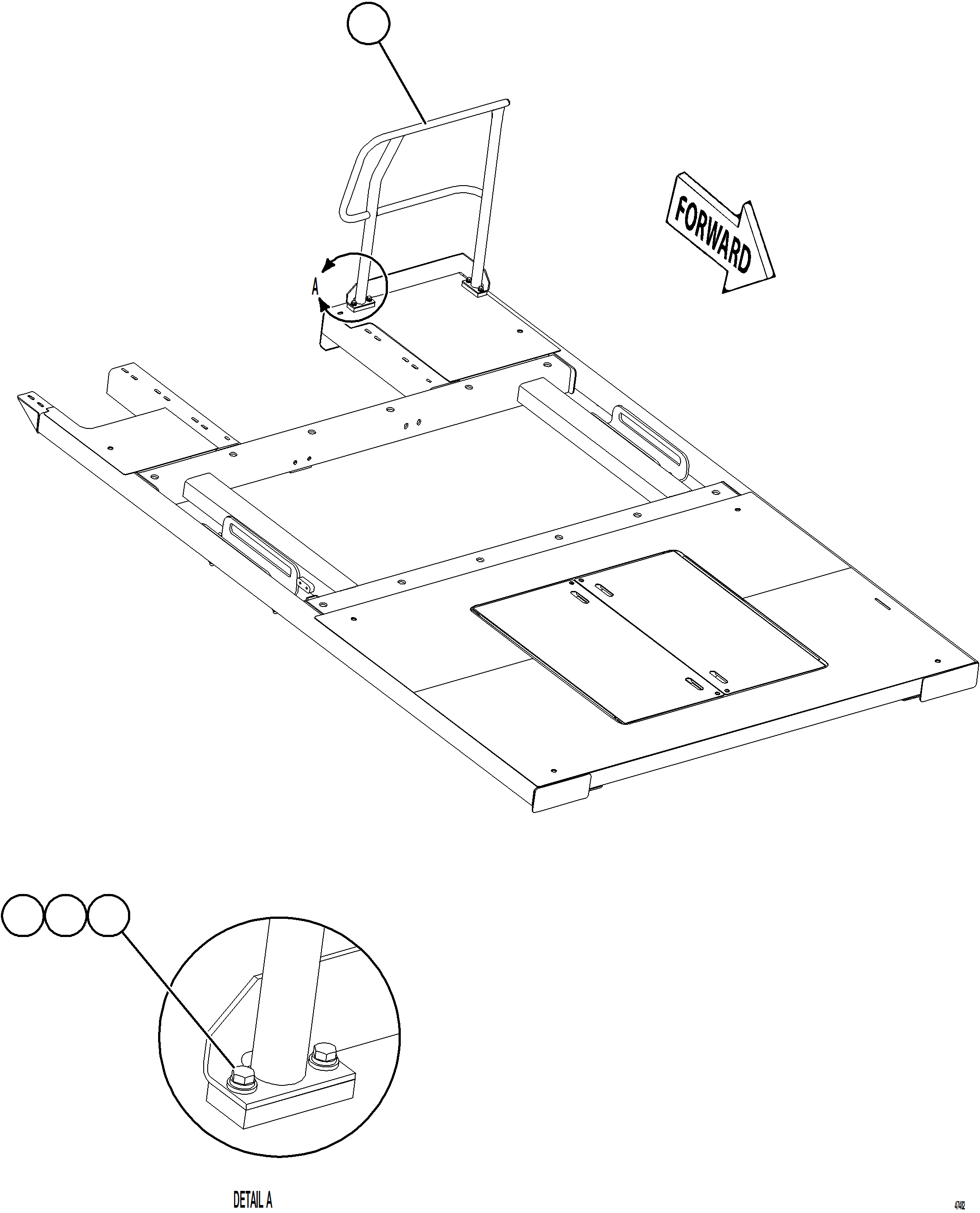 Komatsu parts book diagram for AFE84-M 730E-10 S/N A50047 - A50048  KAL: CENTER DECK HANDRAILS