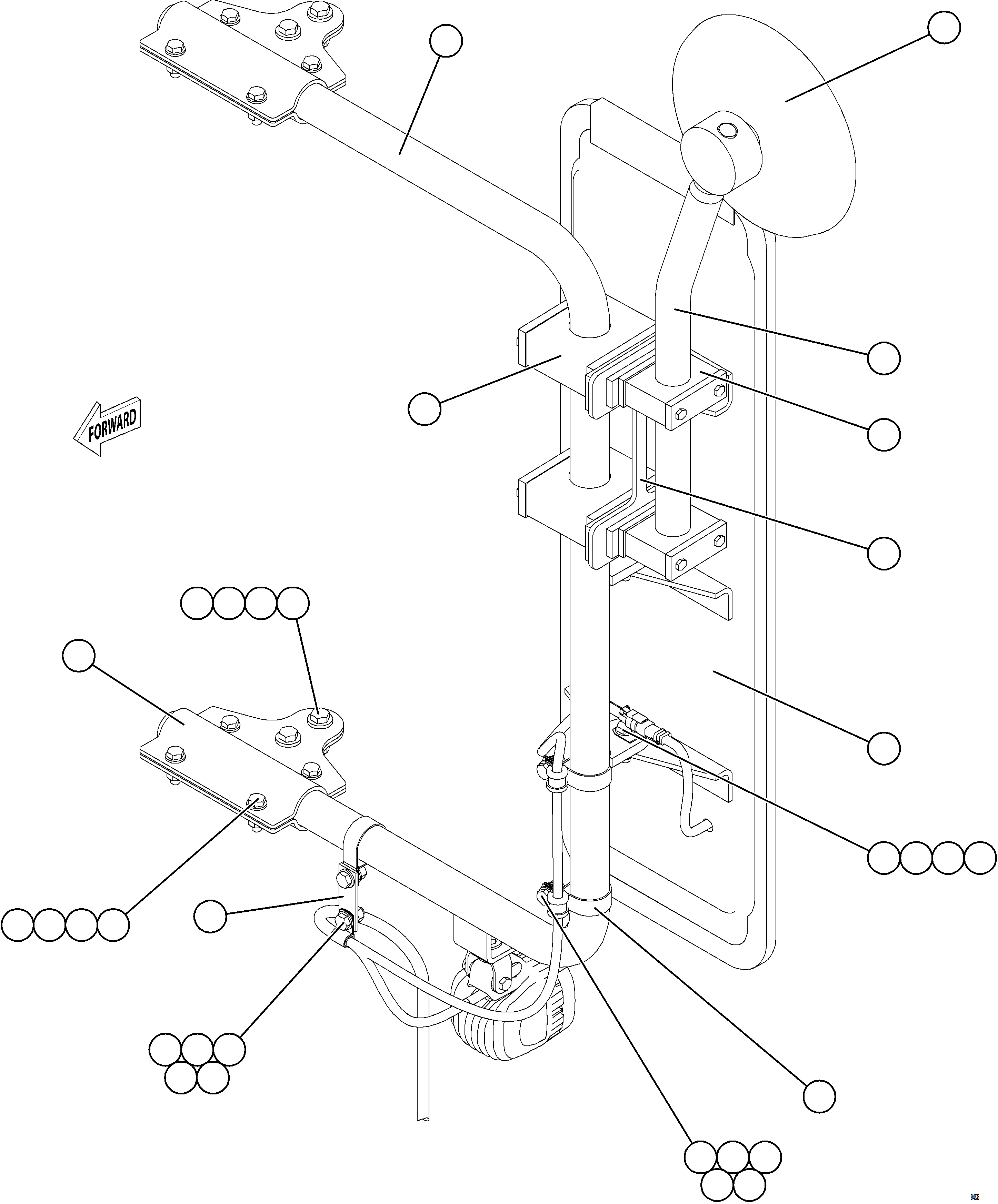 Komatsu parts book diagram for AFE84-M 730E-10 S/N A50047 - A50048  KAL: LH MIRROR INSTALLATION