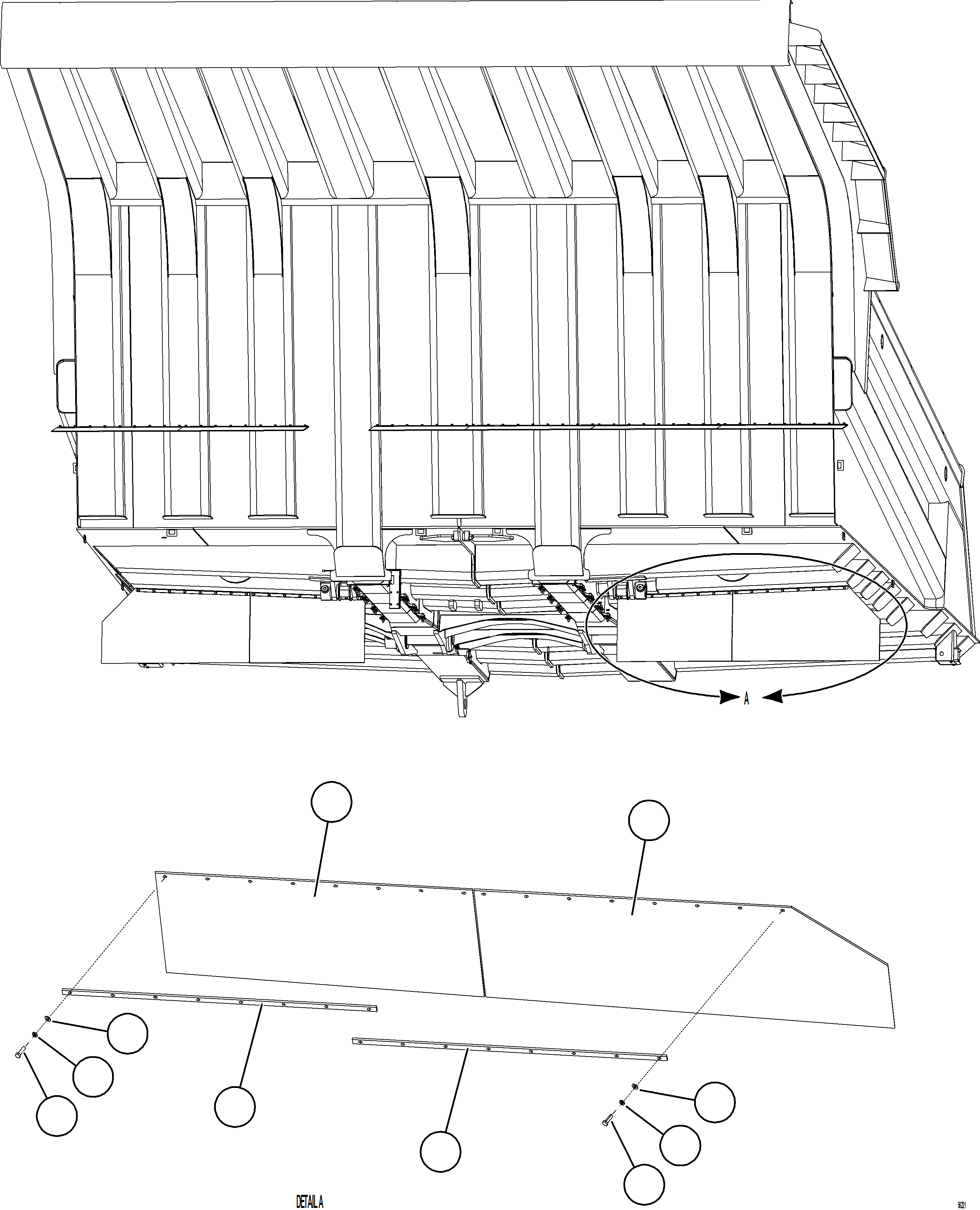 Komatsu parts book diagram for AFE84-M 730E-10 S/N A50047 - A50048  KAL: DUMP BODY MUD FLAPS    1/2
