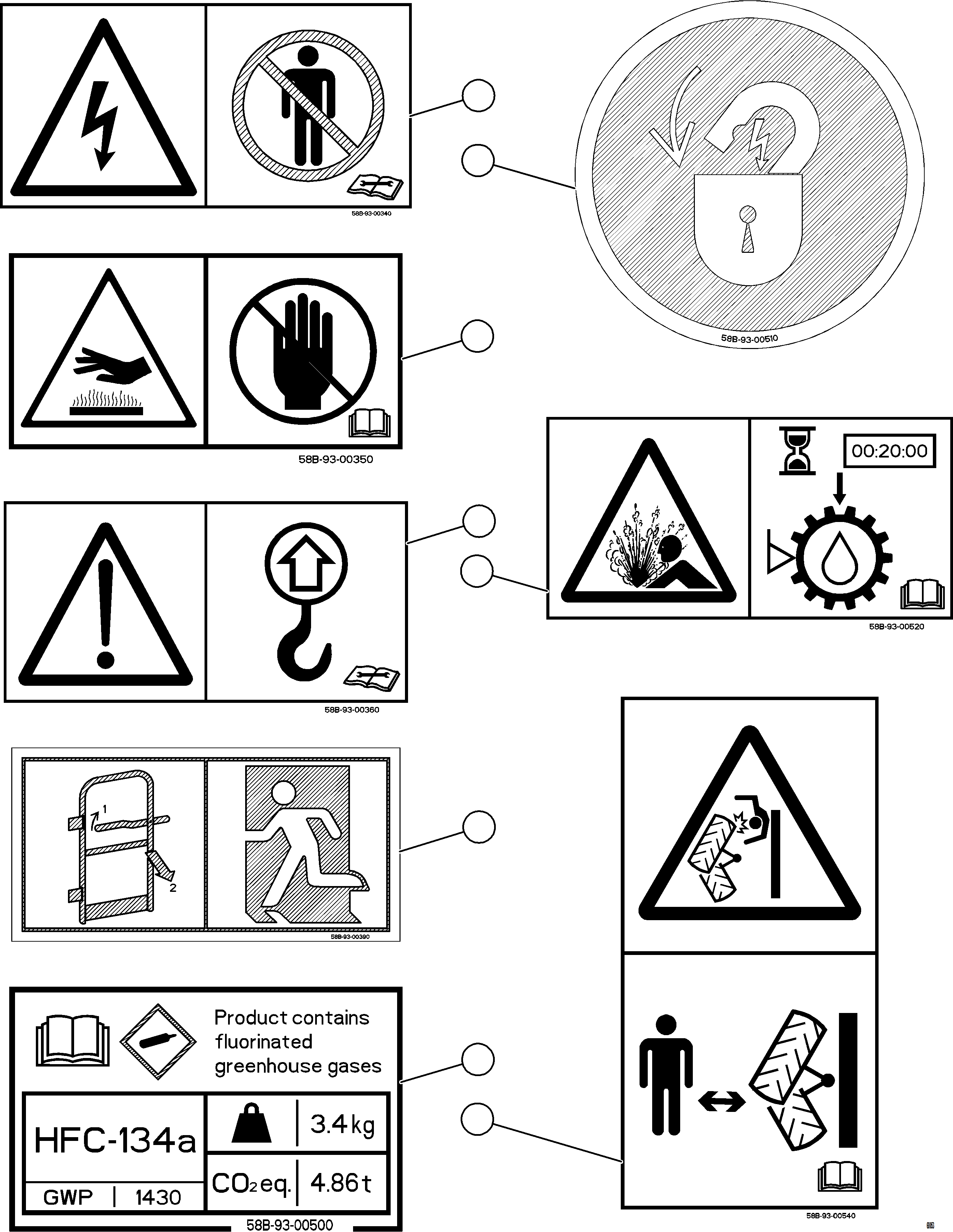 Komatsu parts book diagram for AFE84-M 730E-10 S/N A50047 - A50048  KAL: SAFETY LABELS    2/7