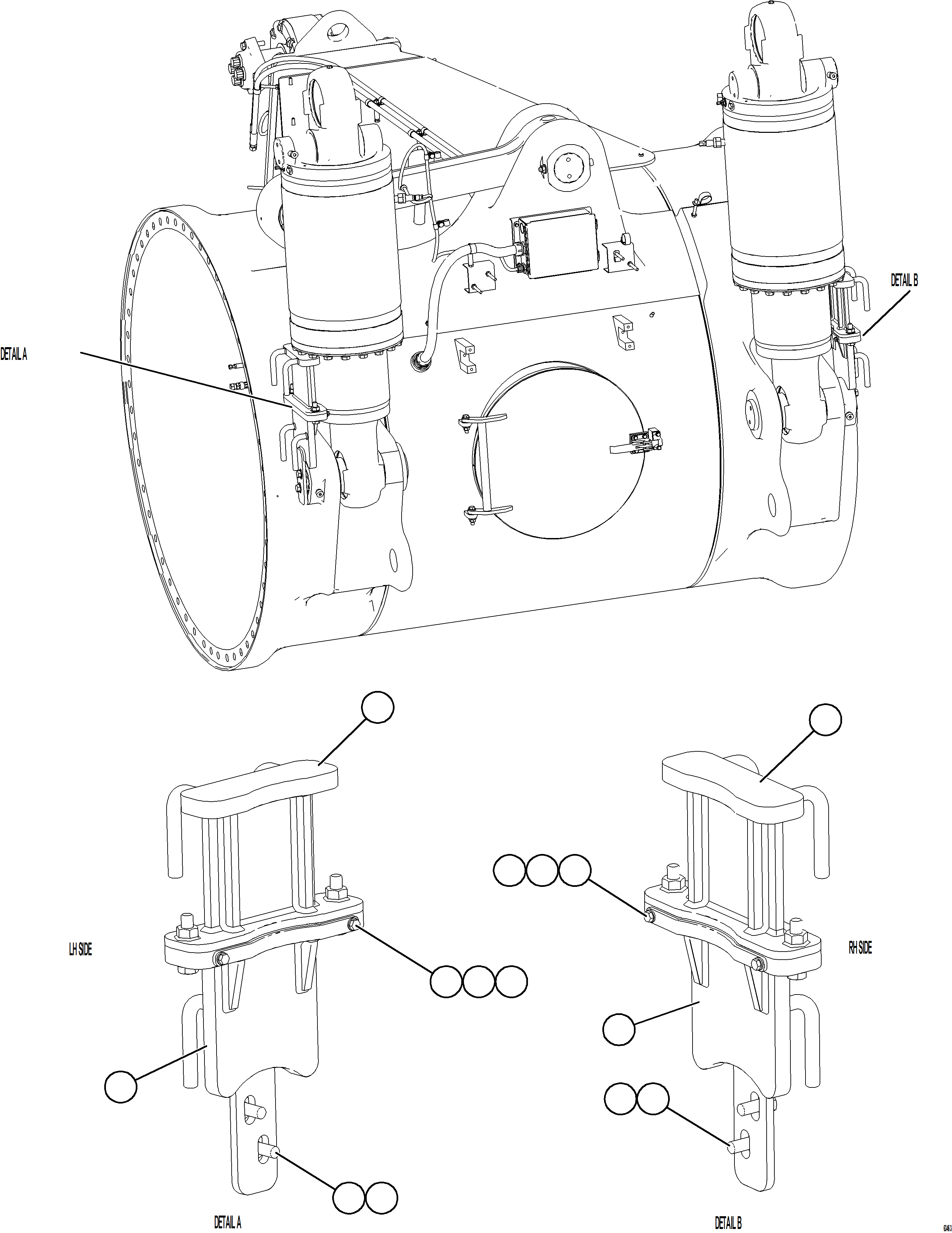 Komatsu parts book diagram for AFE84-M 730E-10 S/N A50047 - A50048  KAL: SUSPENSION CHARGING BLOCK KIT - REAR