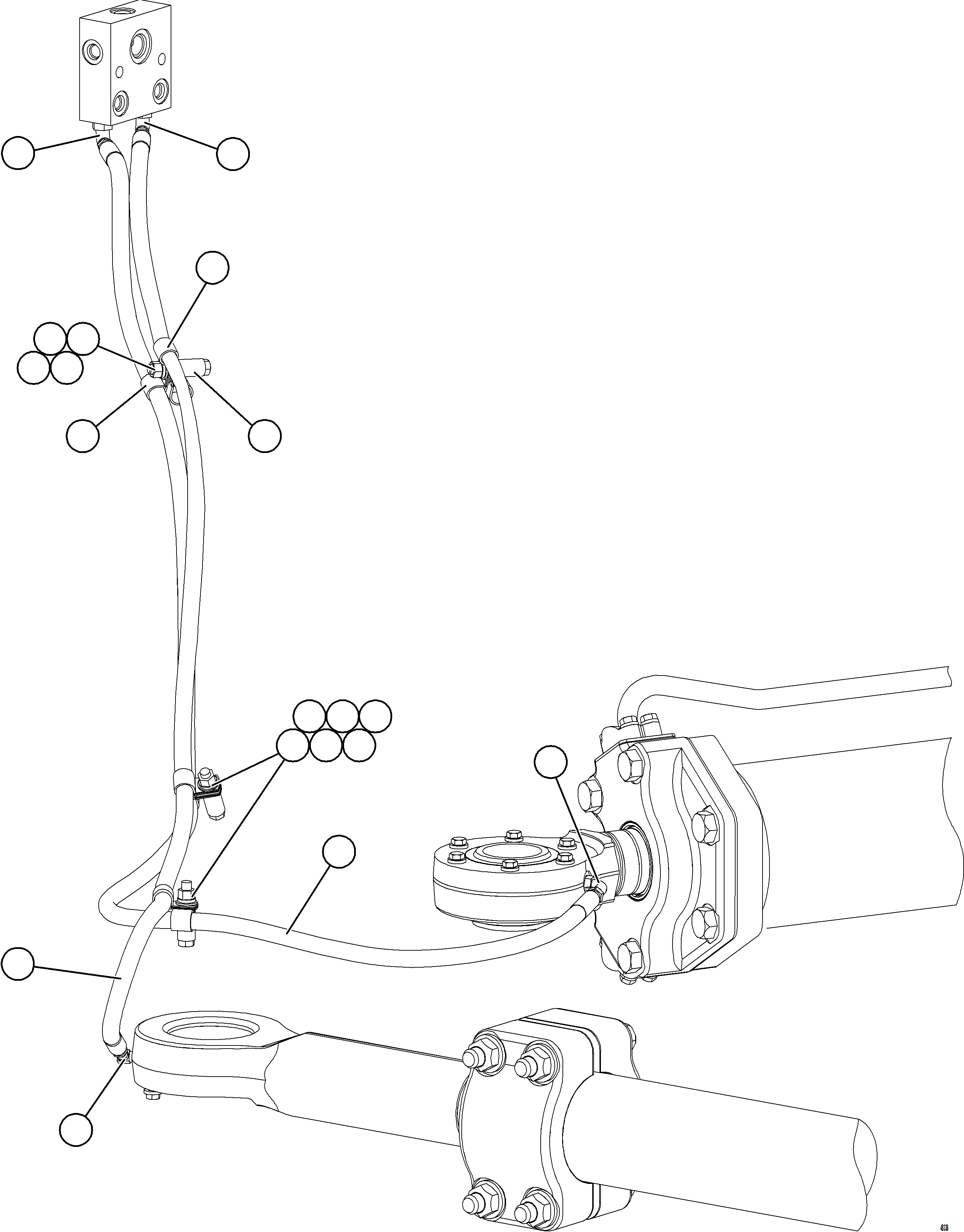 Komatsu parts book diagram for AFE84-M 730E-10 S/N A50047 - A50048  KAL: AUTOMATIC LUBRICATION SYSTEM PIPING - FRONT    3/3