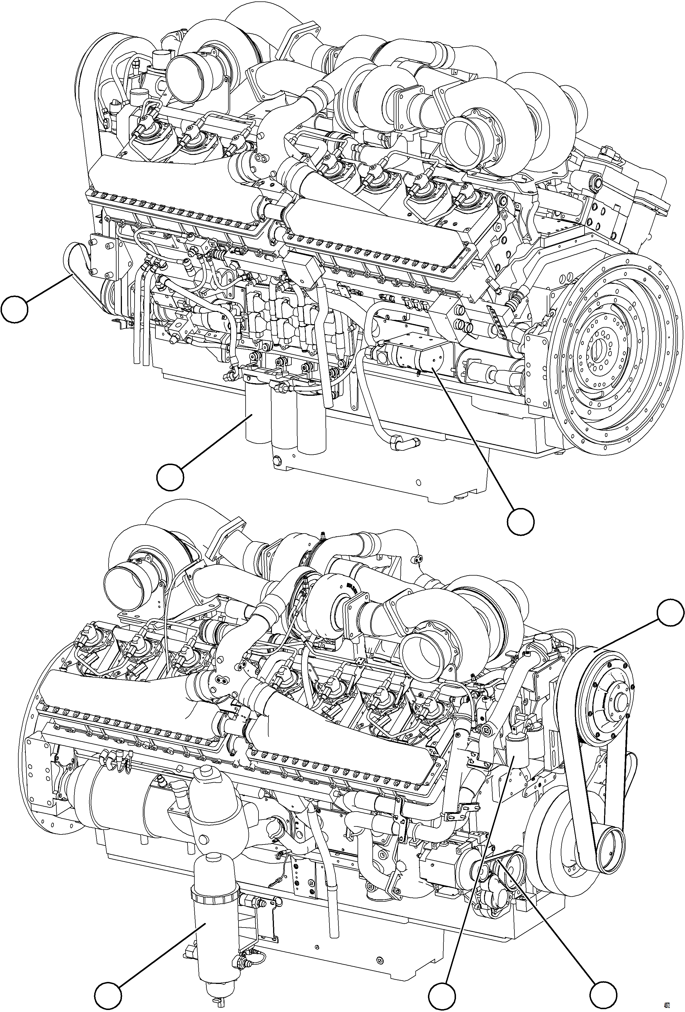 Komatsu parts book diagram for AFE84-P 730E-10 S/N A50051 - A50054  KAL: ENGINE AND COMPONENTS
