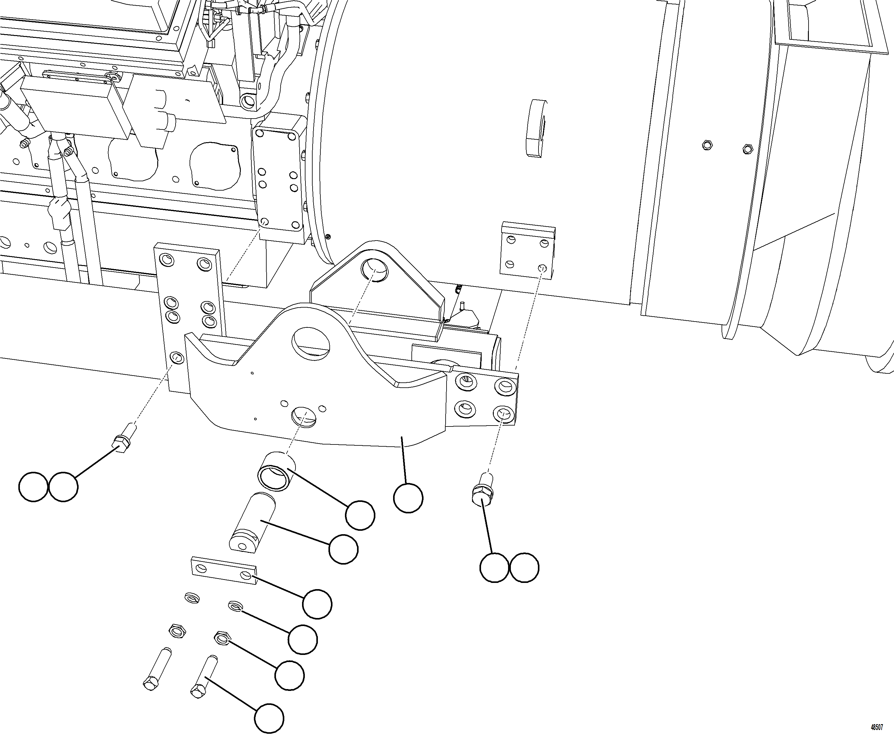 Komatsu parts book diagram for AFE84-P 730E-10 S/N A50051 - A50054  KAL: ENGINE CRADLE INSTALLATION