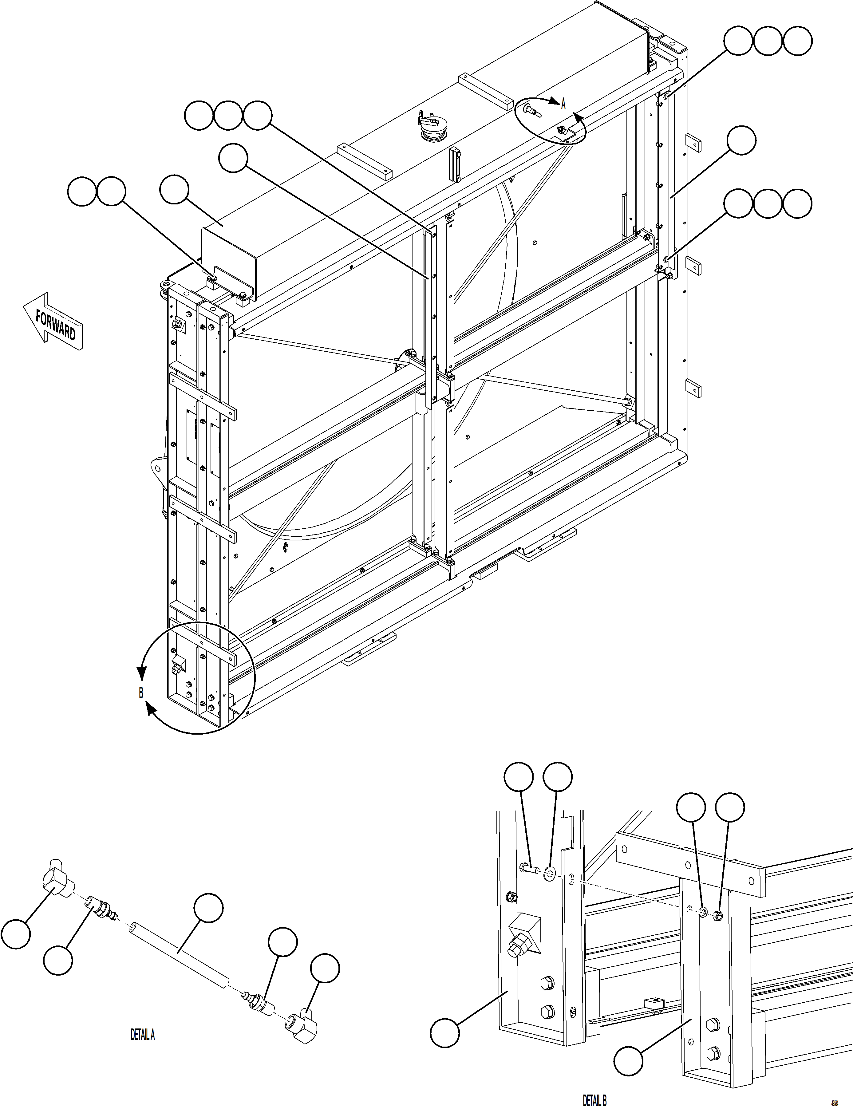 Komatsu parts book diagram for AFE84-P 730E-10 S/N A50051 - A50054  KAL: RADIATOR & SHROUD ASSEMBLY    2/2