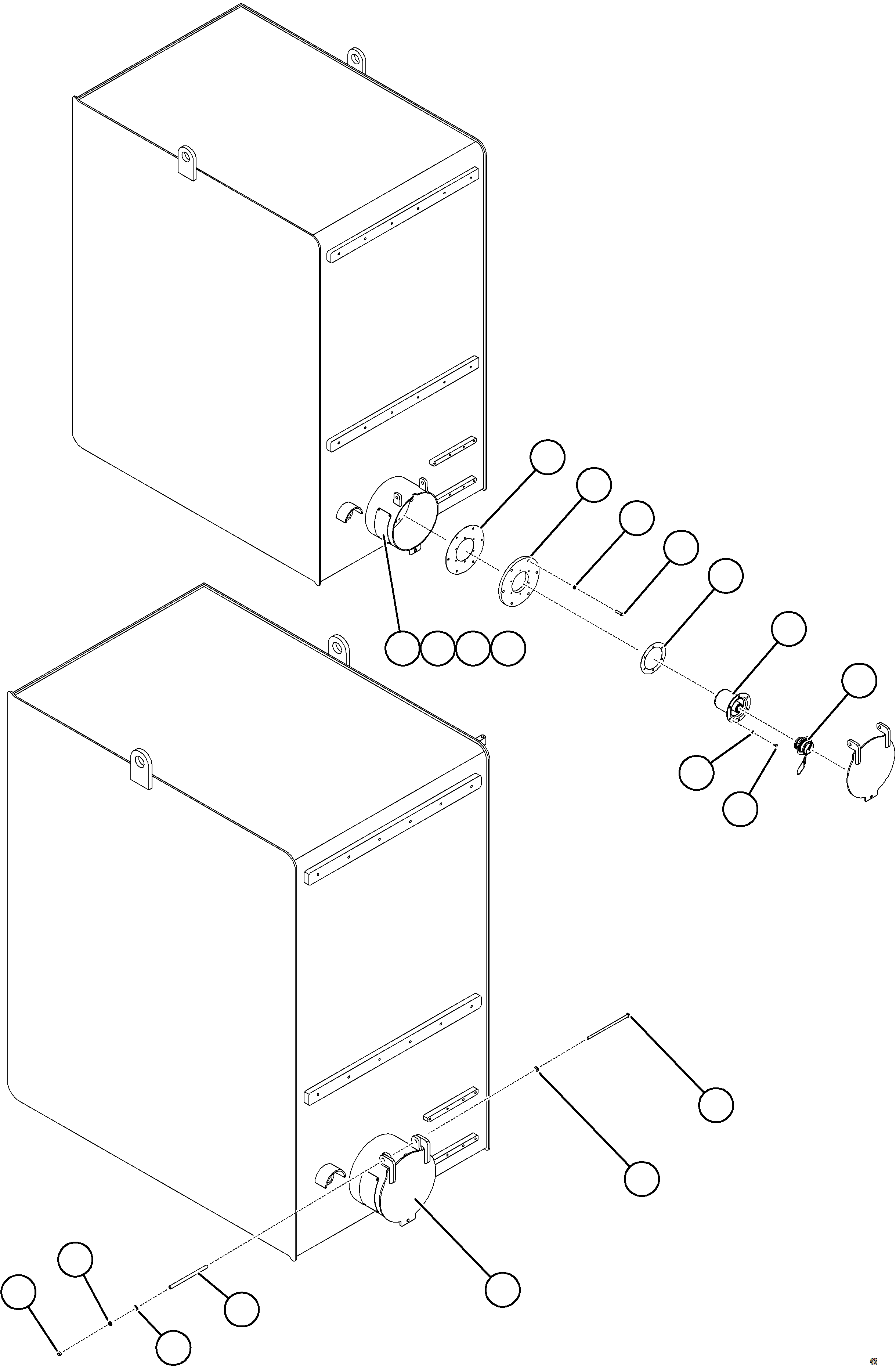 Komatsu parts book diagram for AFE84-P 730E-10 S/N A50051 - A50054  KAL: FUEL TANK REMOTE FILL - RH
