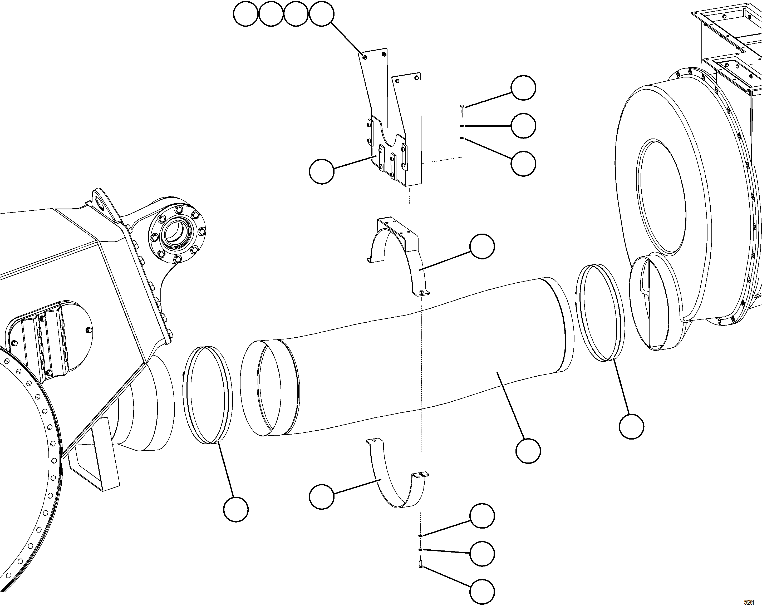 Komatsu parts book diagram for AFE84-P 730E-10 S/N A50051 - A50054  KAL: REAR AXLE BLOWER HOSE INSTALLATION