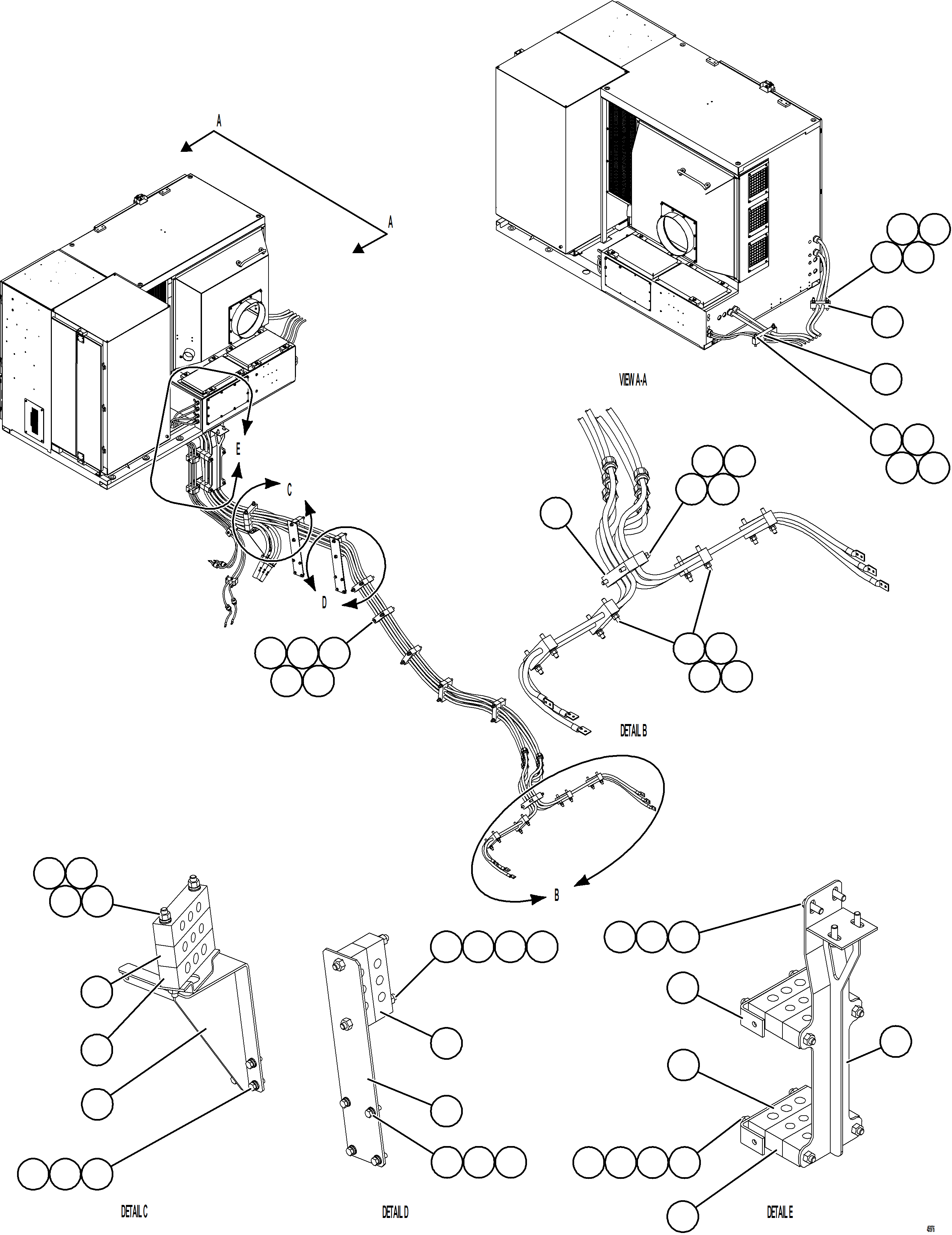 Komatsu parts book diagram for AFE84-P 730E-10 S/N A50051 - A50054  KAL: CONTROL CABINET EXTERNAL WIRING - WHEEL MOTOR