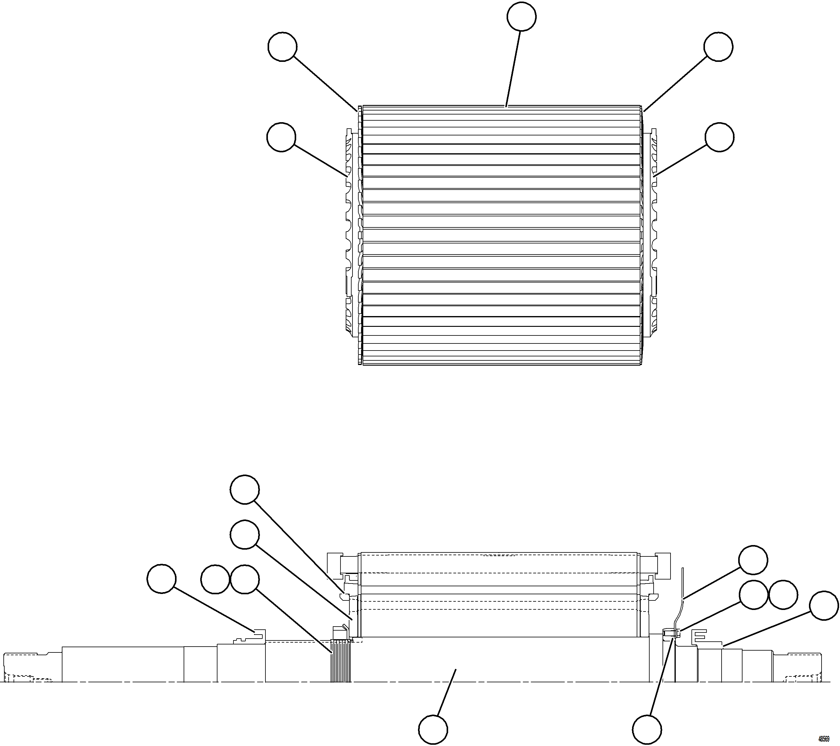 Komatsu parts book diagram for AFE84-P 730E-10 S/N A50051 - A50054  KAL: WHEEL MOTOR ROTOR ASSEMBLY