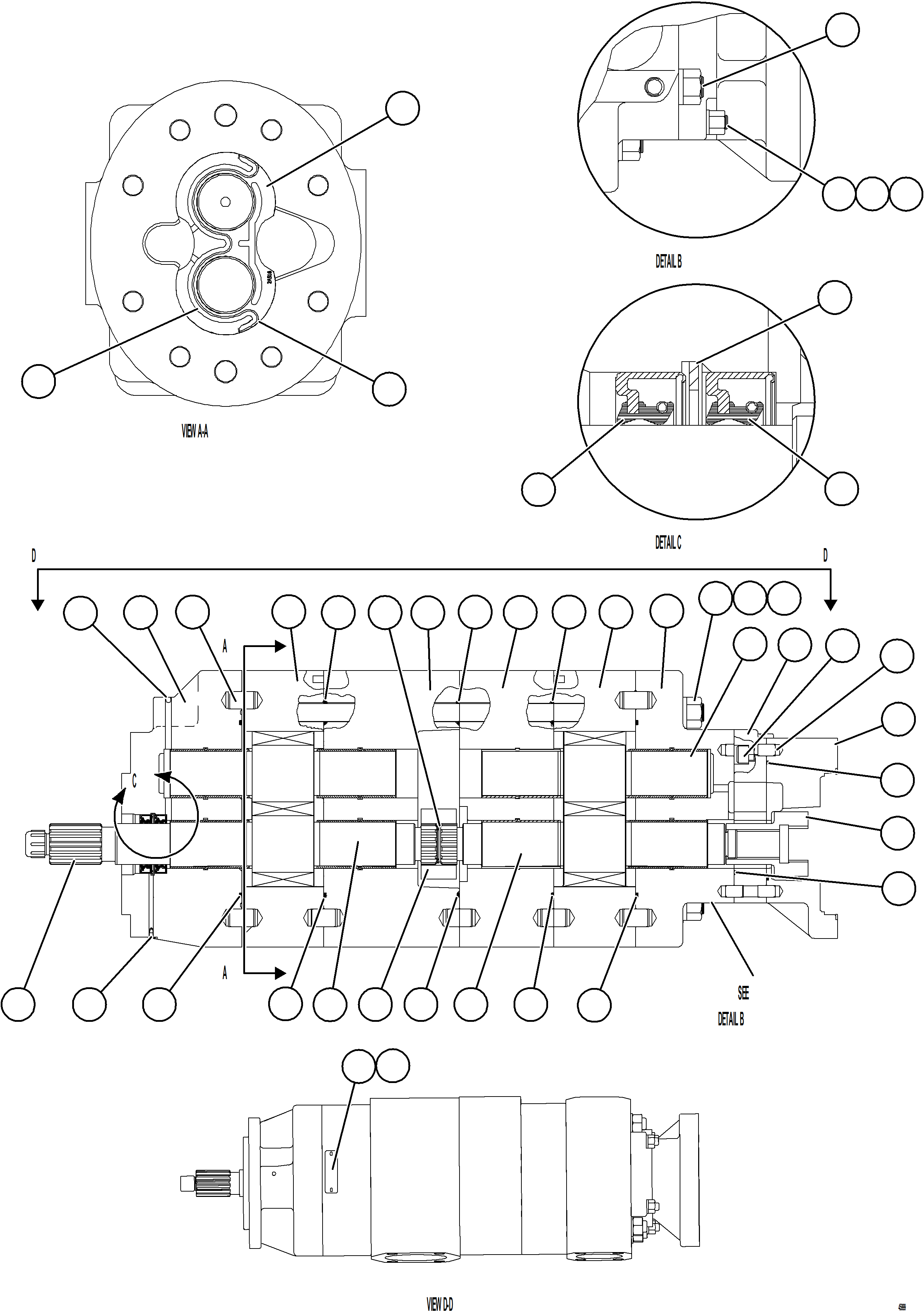 Komatsu parts book diagram for AFE84-P 730E-10 S/N A50051 - A50054  KAL: HOIST PUMP ASSEMBLY