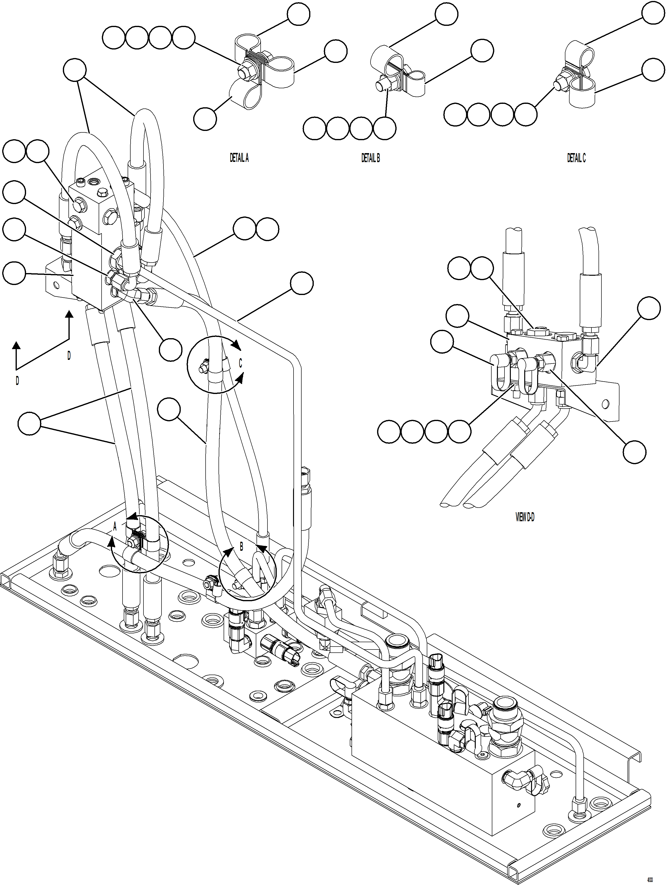 Komatsu parts book diagram for AFE84-P 730E-10 S/N A50051 - A50054  KAL: HYDRAULIC BRAKE CABINET PIPING - DUAL RELAY VALVE