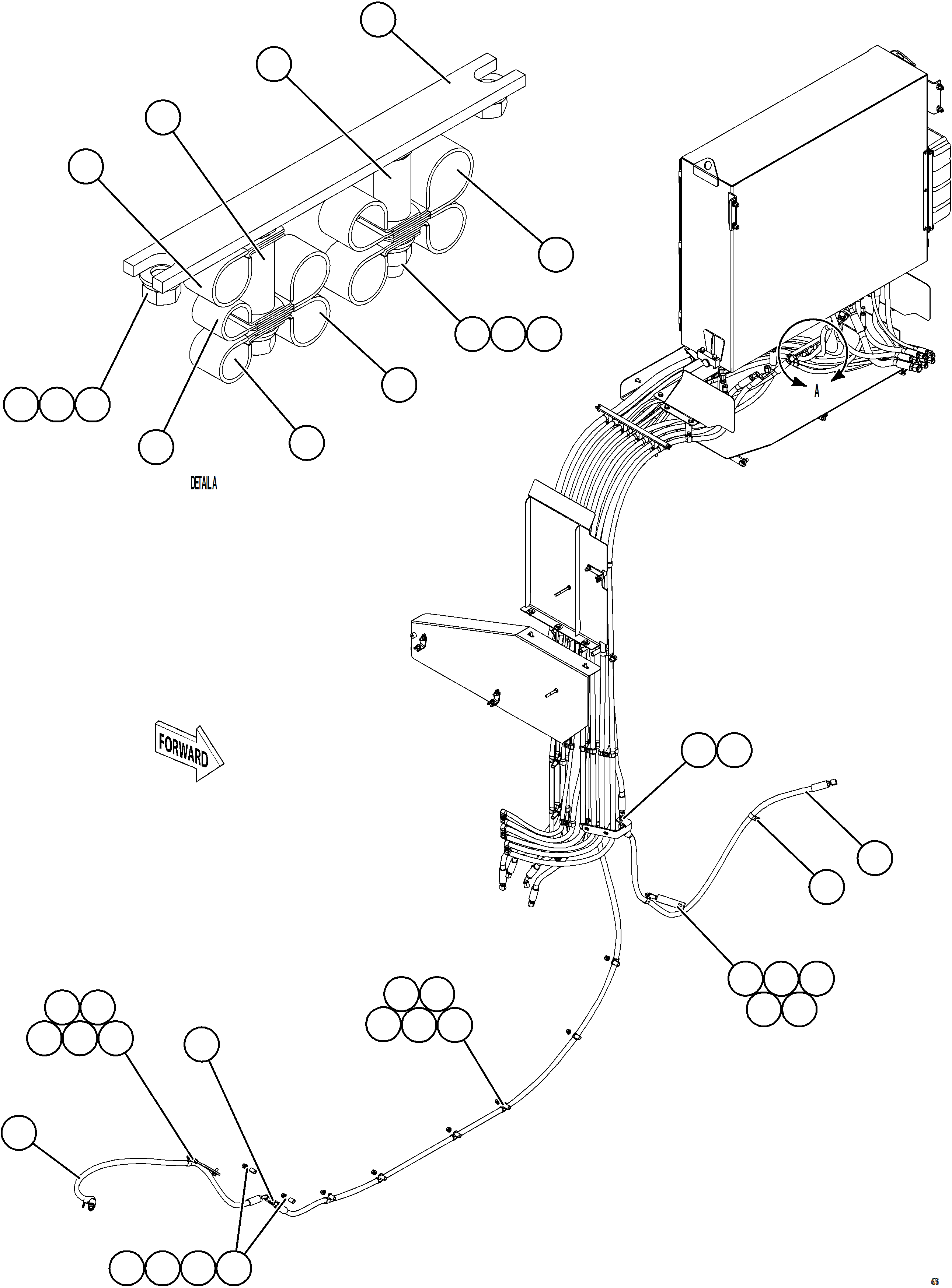 Komatsu parts book diagram for AFE84-P 730E-10 S/N A50051 - A50054  KAL: HYDRAULIC BRAKE CABINET HOSE CLAMPING    3/3