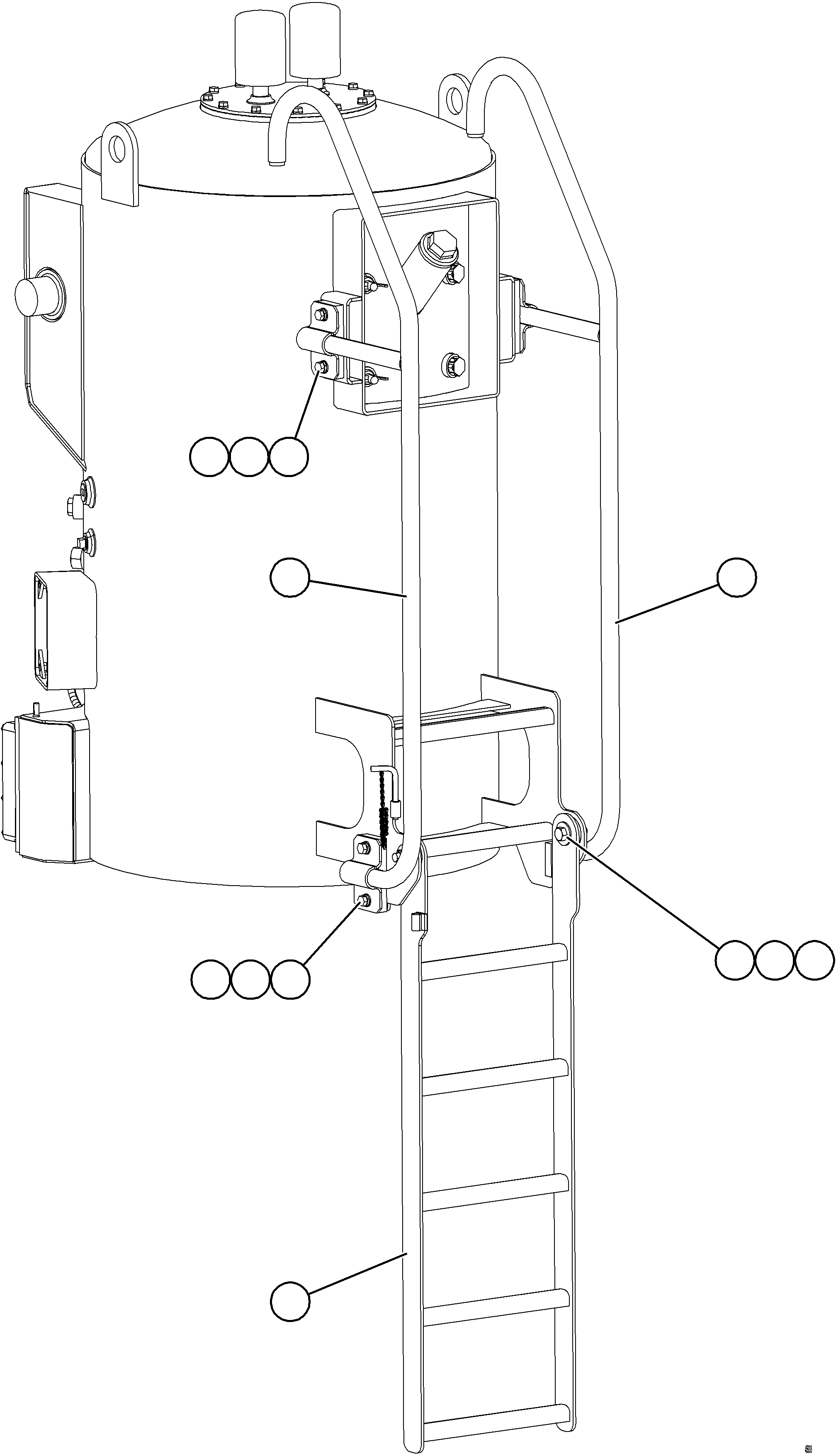 Komatsu parts book diagram for AFE84-P 730E-10 S/N A50051 - A50054  KAL: HYDRAULIC TANK LADDER