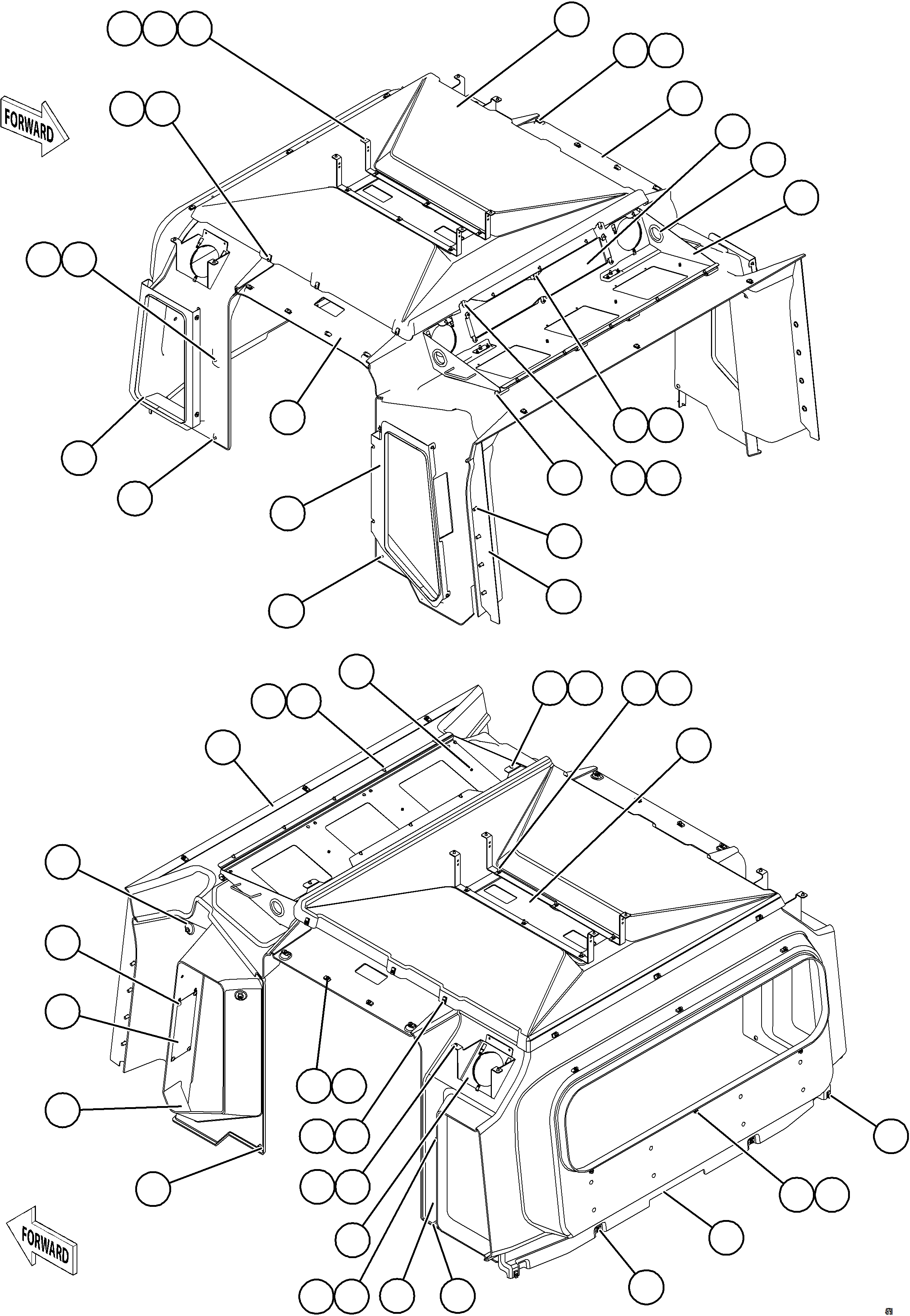 Komatsu parts book diagram for AFE84-P 730E-10 S/N A50051 - A50054  KAL: CAB INTERIOR TRIM    1/2
